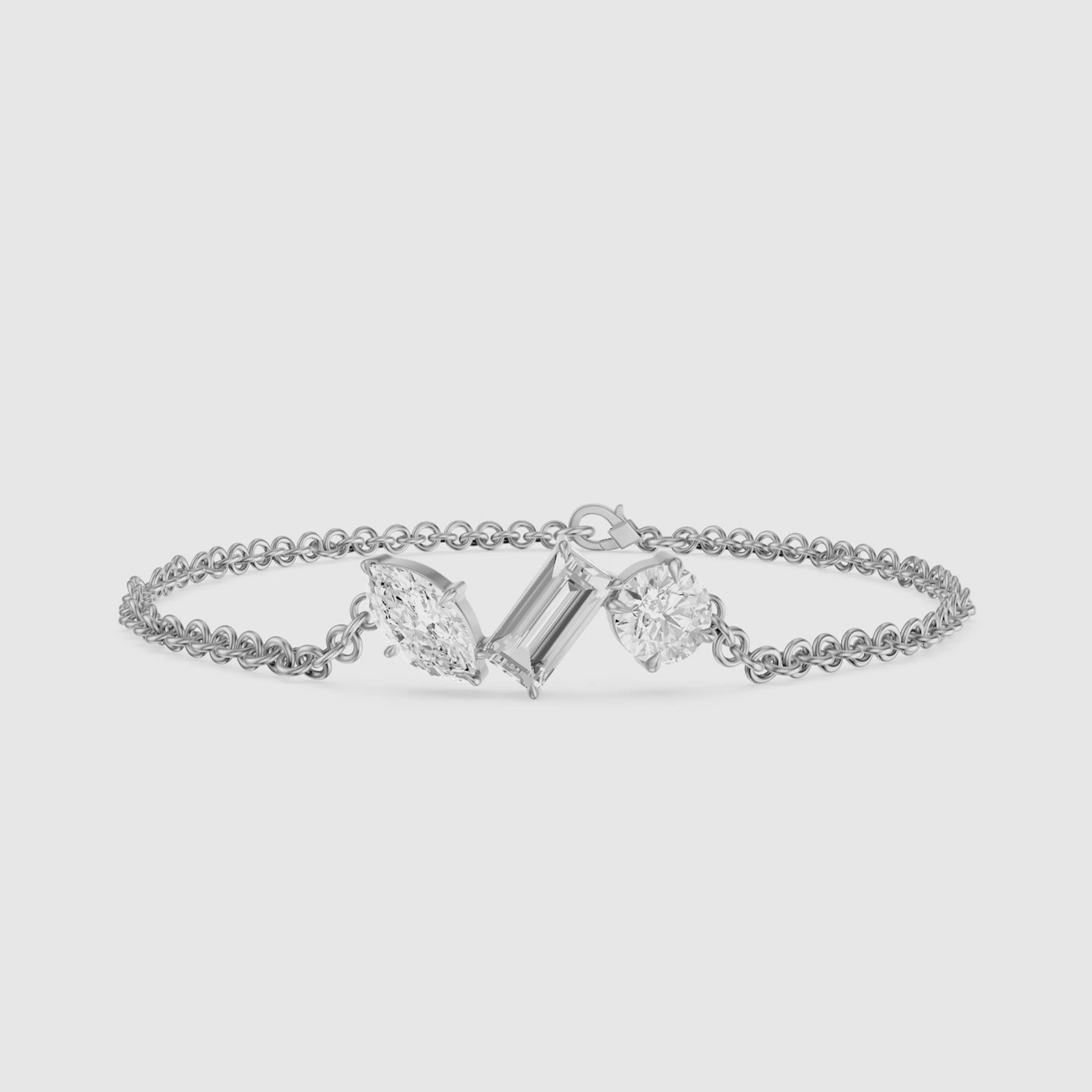Load video: Dulcie Mixed Shape Lab Grown Diamond Trio Station Chain Bracelet