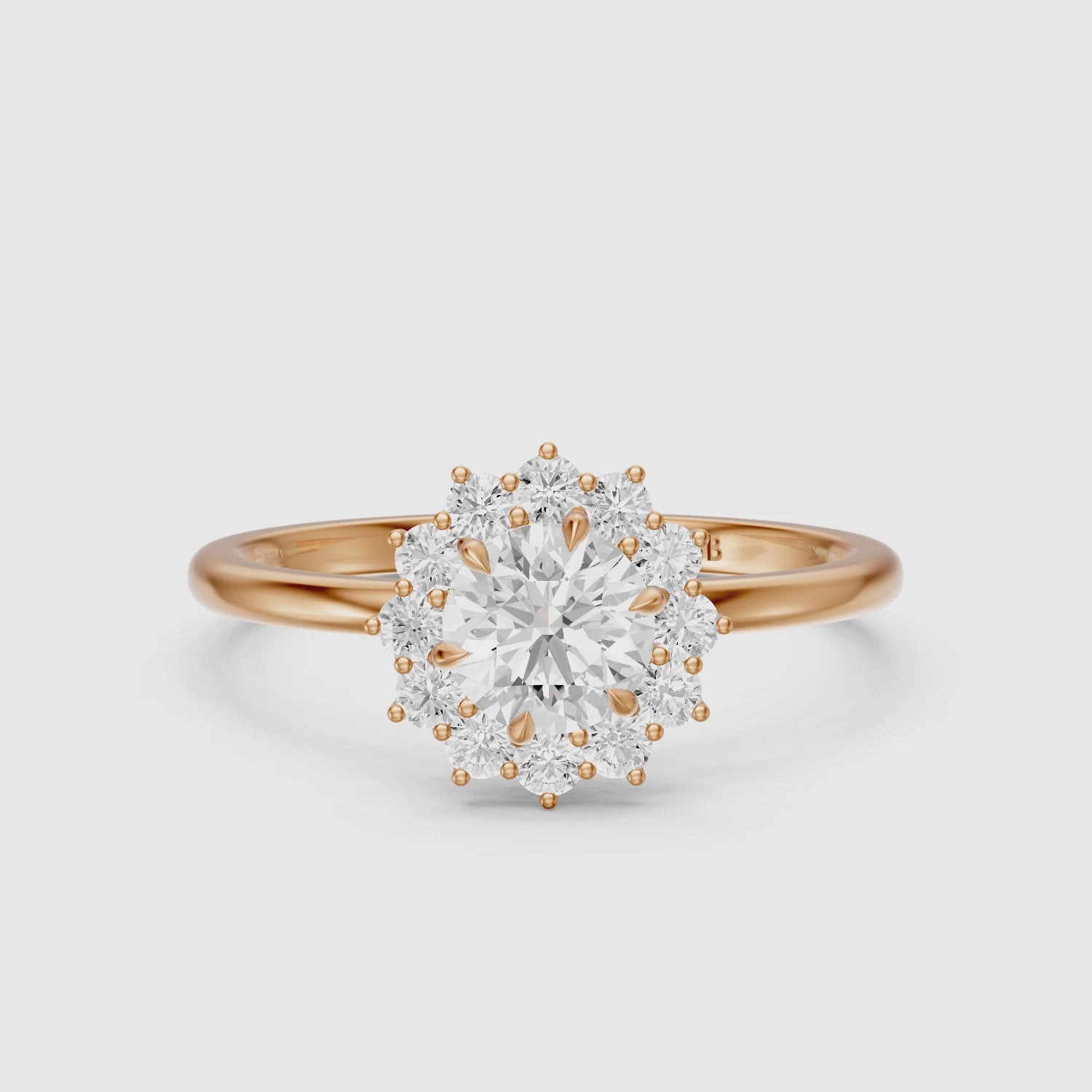 Load video: Jordie Round Cut Vintage Inspired Halo Lab Grown Diamond Ring