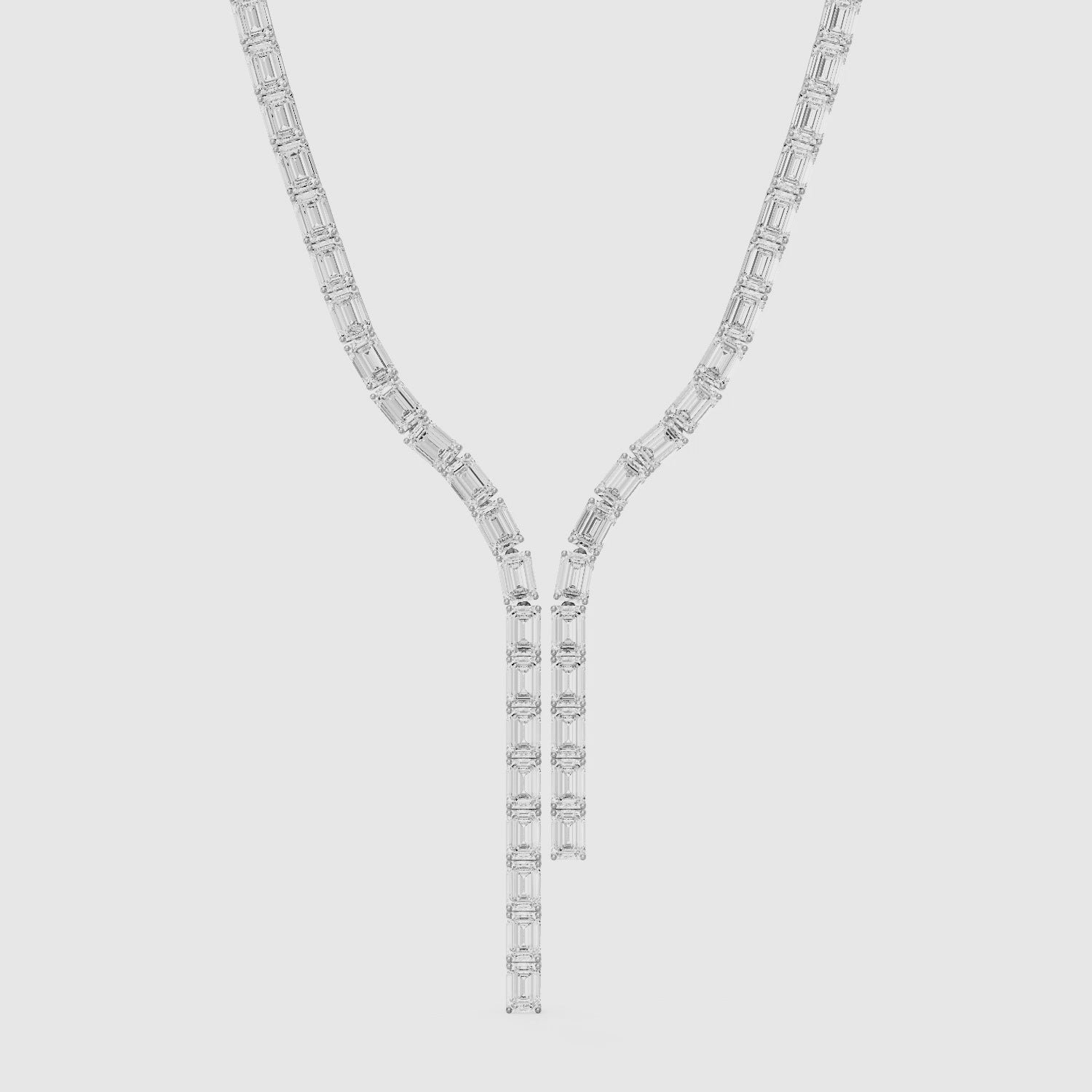Load video: Adalynn Emerald Lab Grown Diamond Split Tennis Necklace