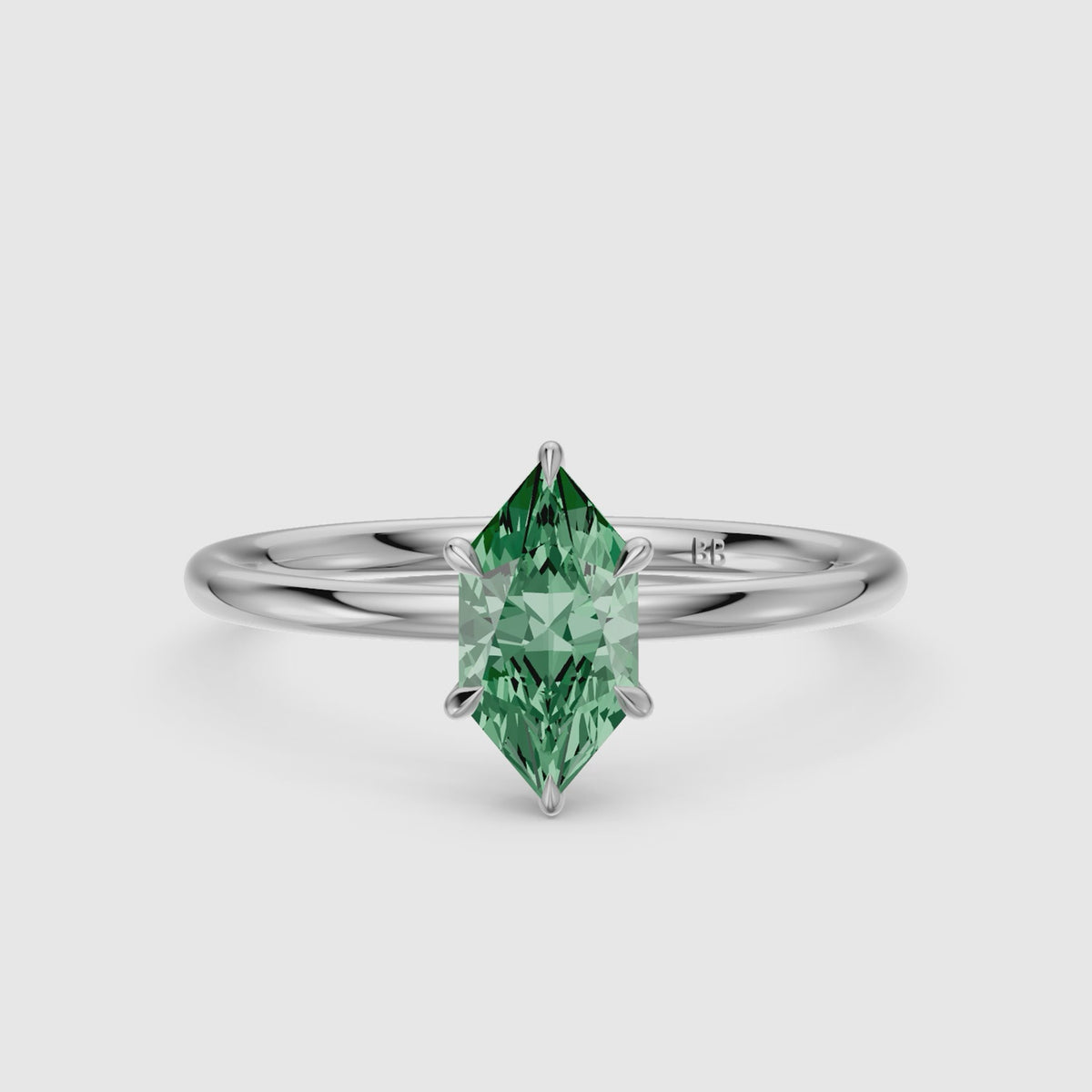 Load video: Adair Dutch Marquise Green Lab Grown Diamond 6 Prong Solitaire Engagement Ring