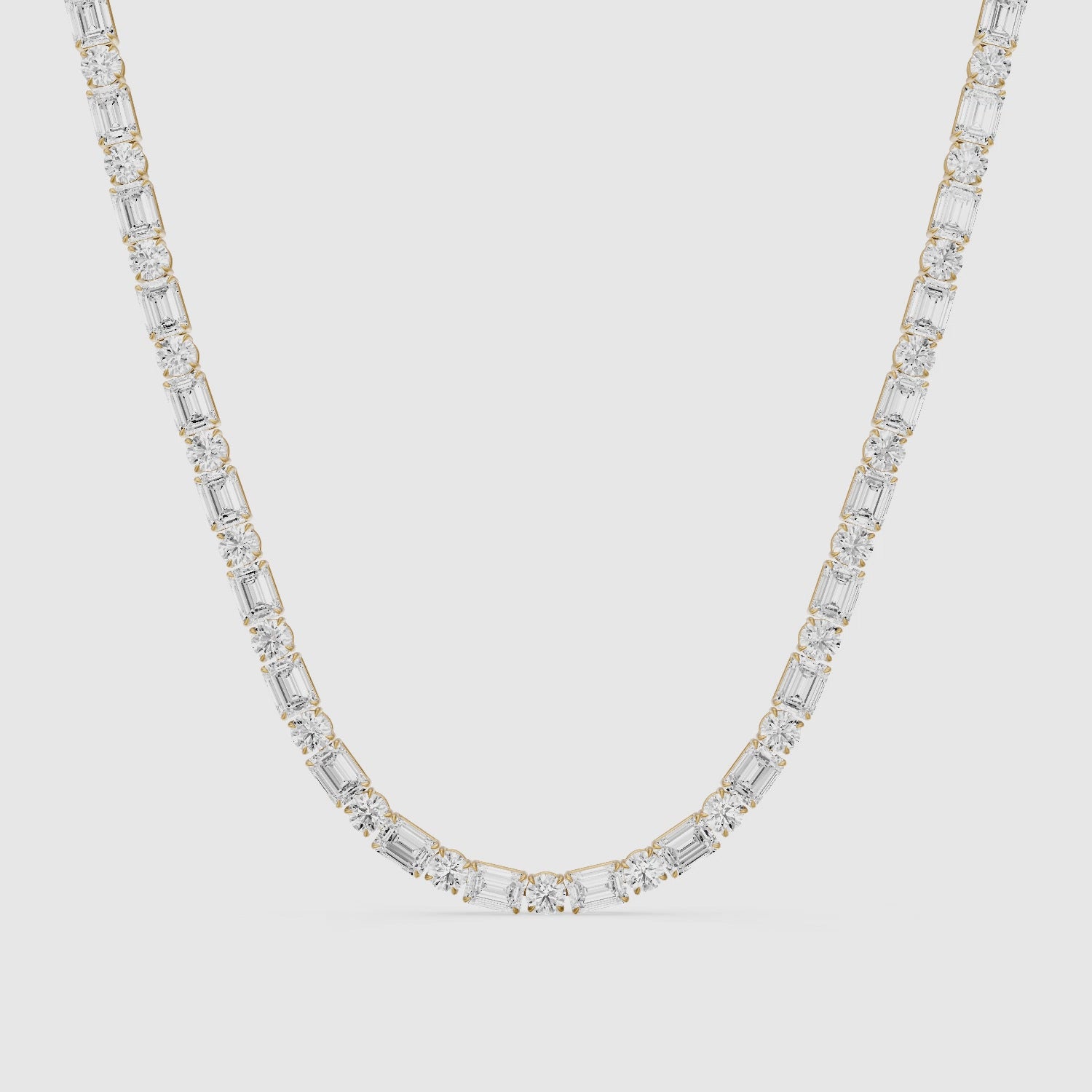 Load video: Savannah Emerald and Round Cut Lab Grown Diamond Tennis Necklace