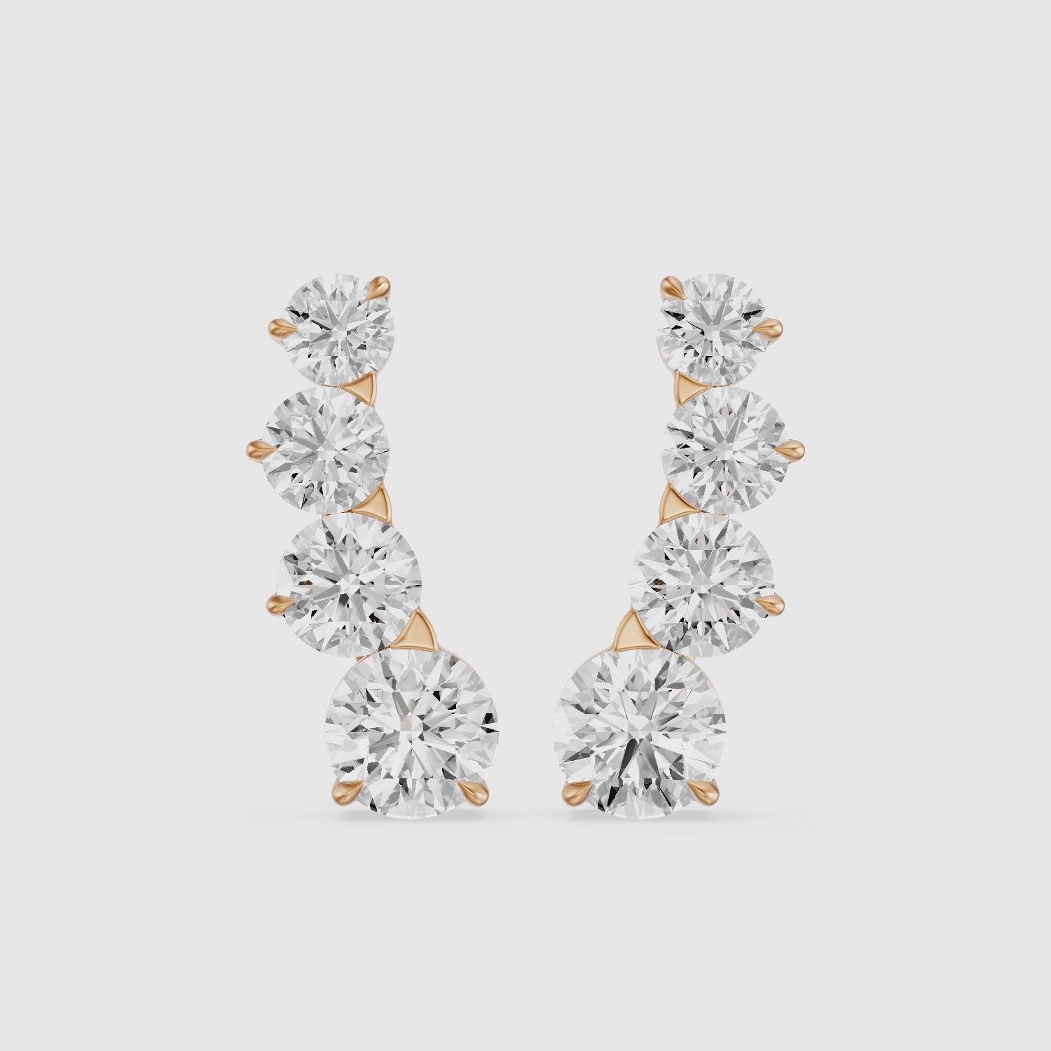 Load video: Caitlin Graduated Round Lab Grown Diamond Ear Climber Earrings