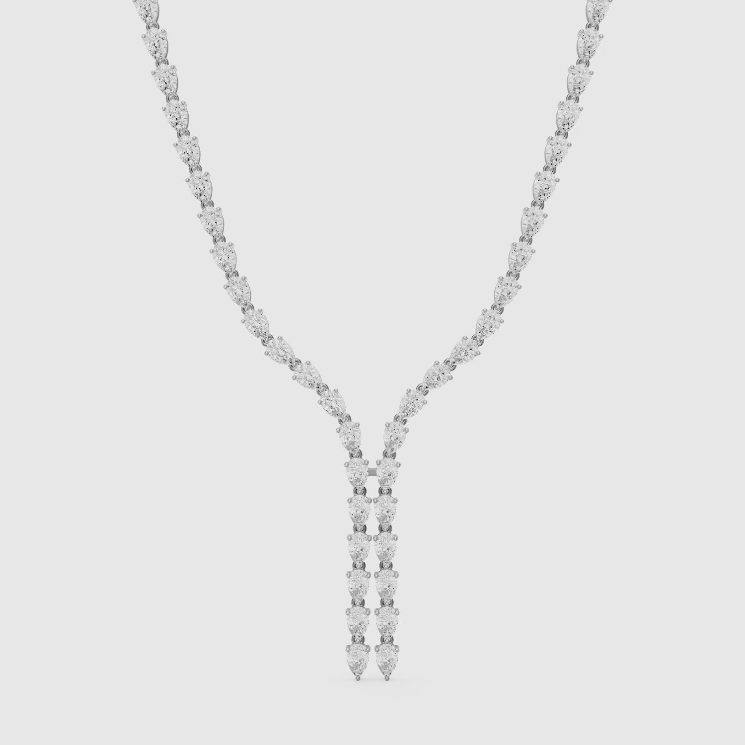 Load video: Aniyah Pear Lab Grown Diamond Split Tennis Necklace