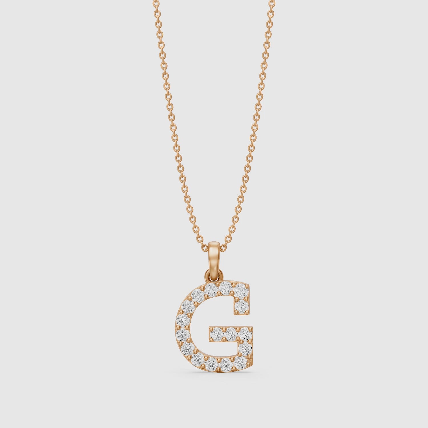 Load video: Autumn Lab Grown Diamond G Initial Pendant Necklace
