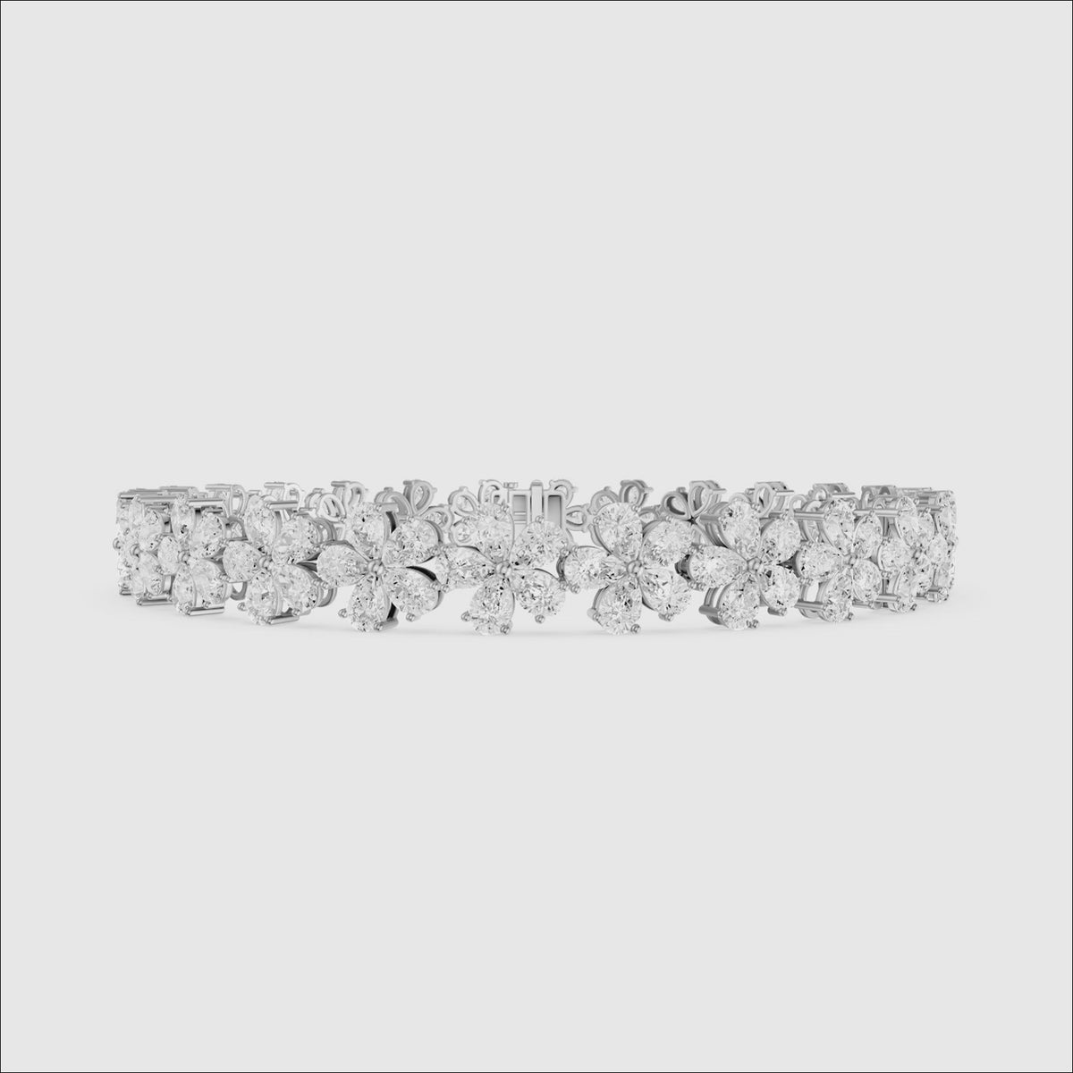 Load video: Bettina Pear Shape Floral Lab Grown Diamond Tennis Bracelet