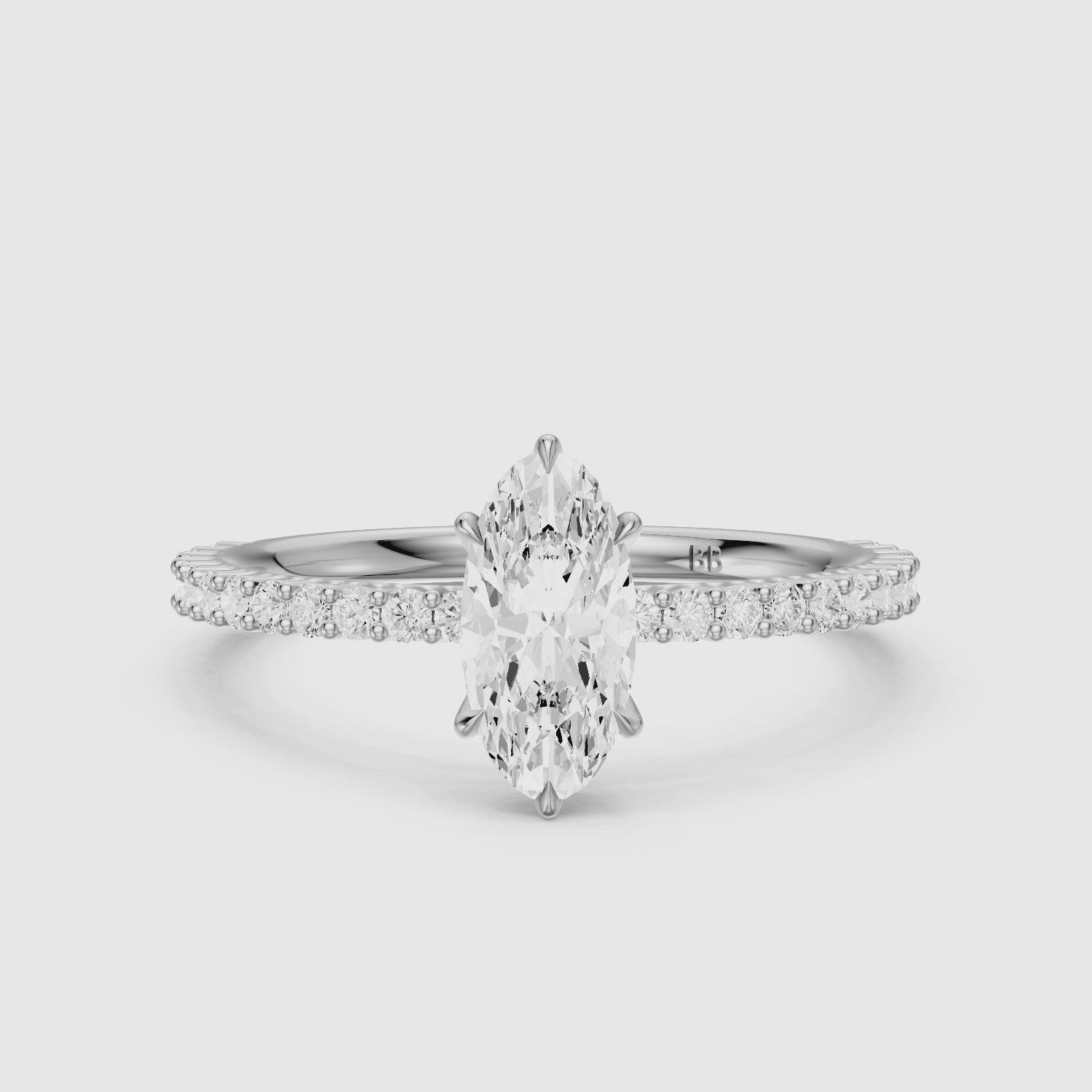 Load video: Louna Moval Moissanite Diamond Ring with Scalloped Pave Band