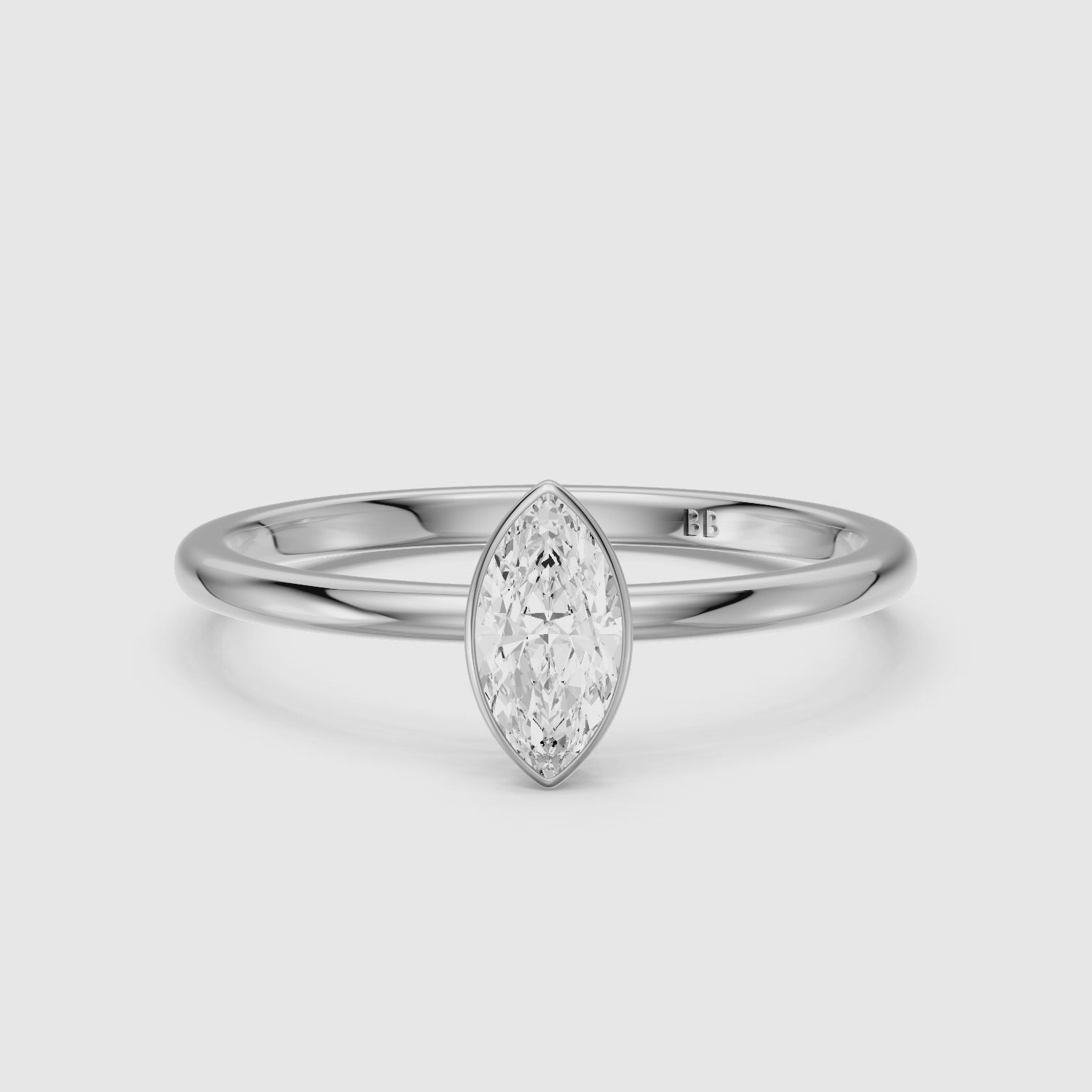 Load video: Jazmin Marquise Cut Bezel Set Solitaire Lab Grown Diamond Ring