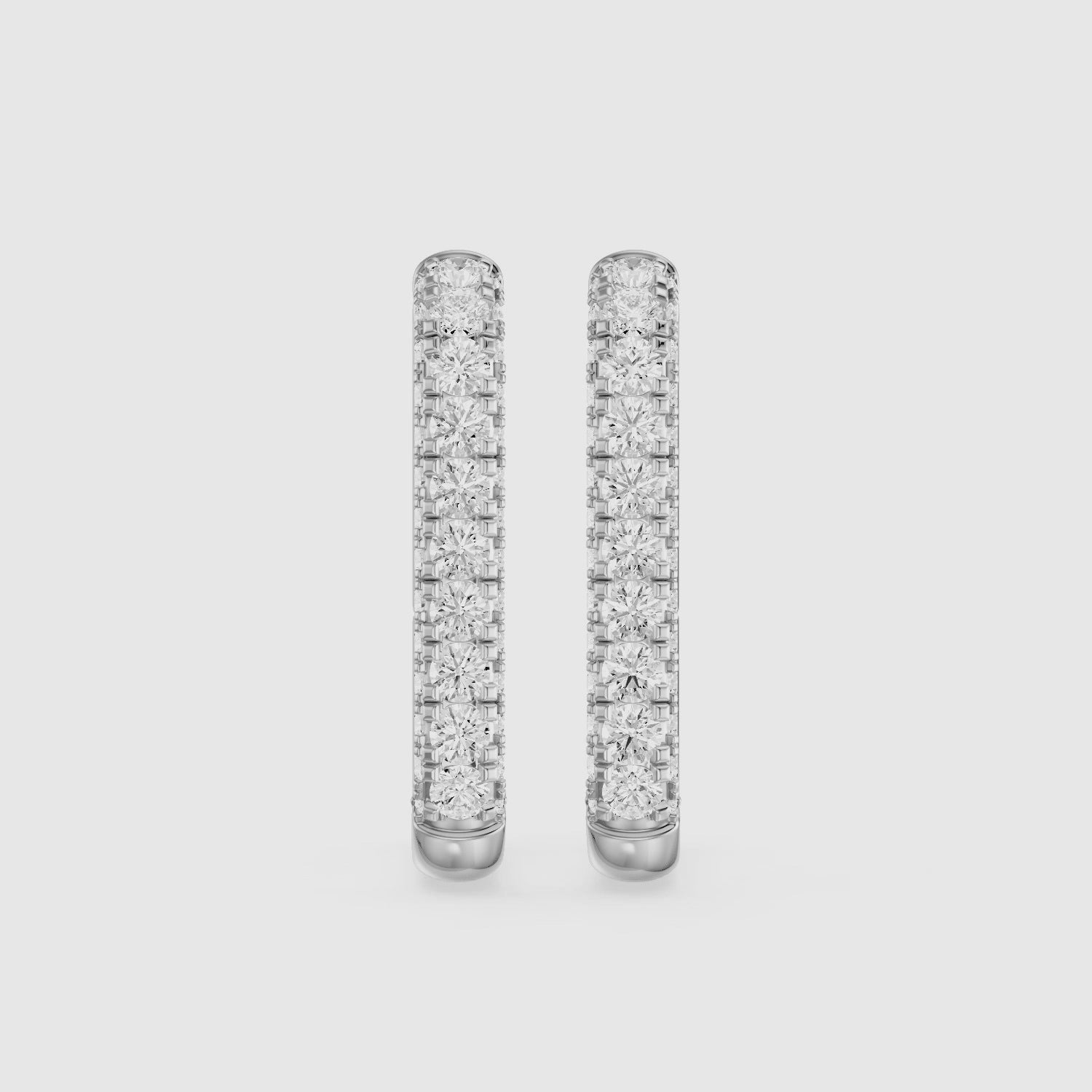 Load video: Simone Round Lab Grown Diamond Pave Rectangular Huggie Earrings