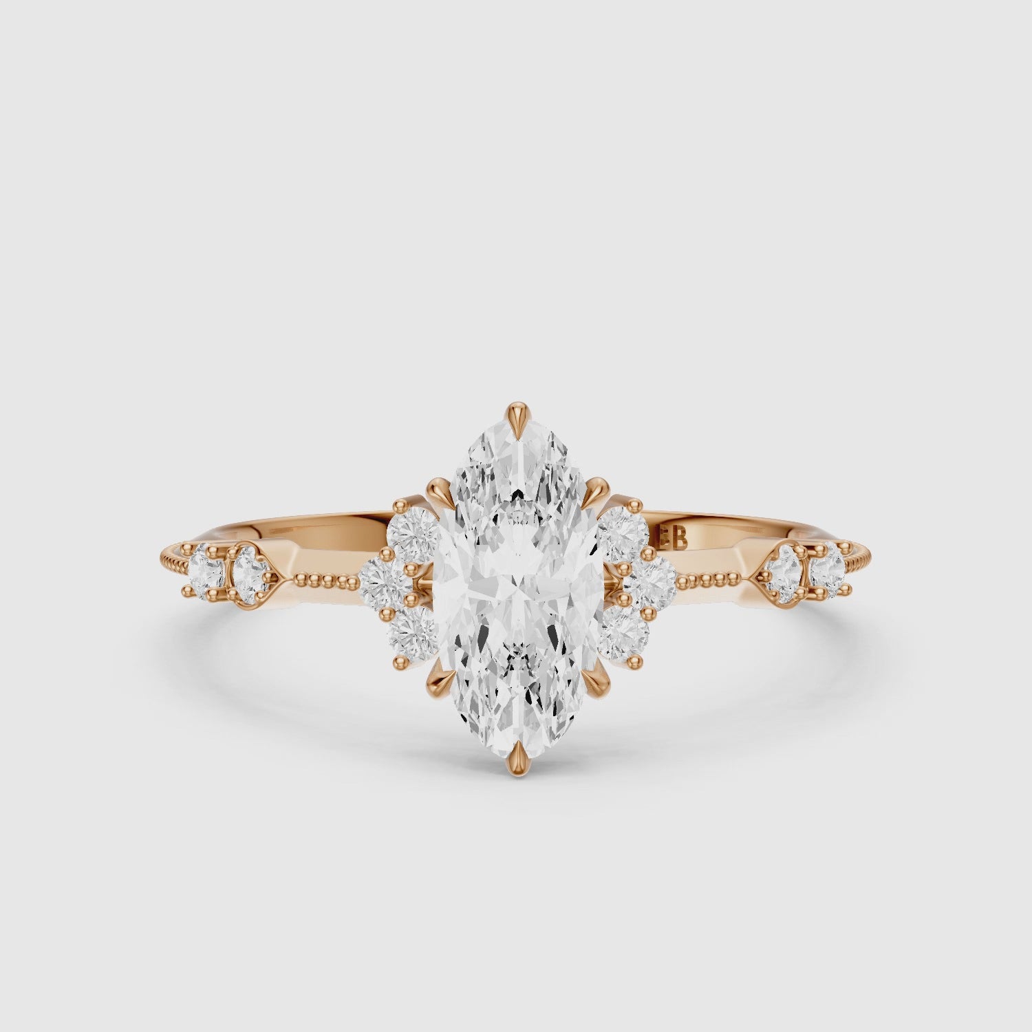 Load video: Marlowe Moval Moissanite Diamond Vintage Inspired Ring