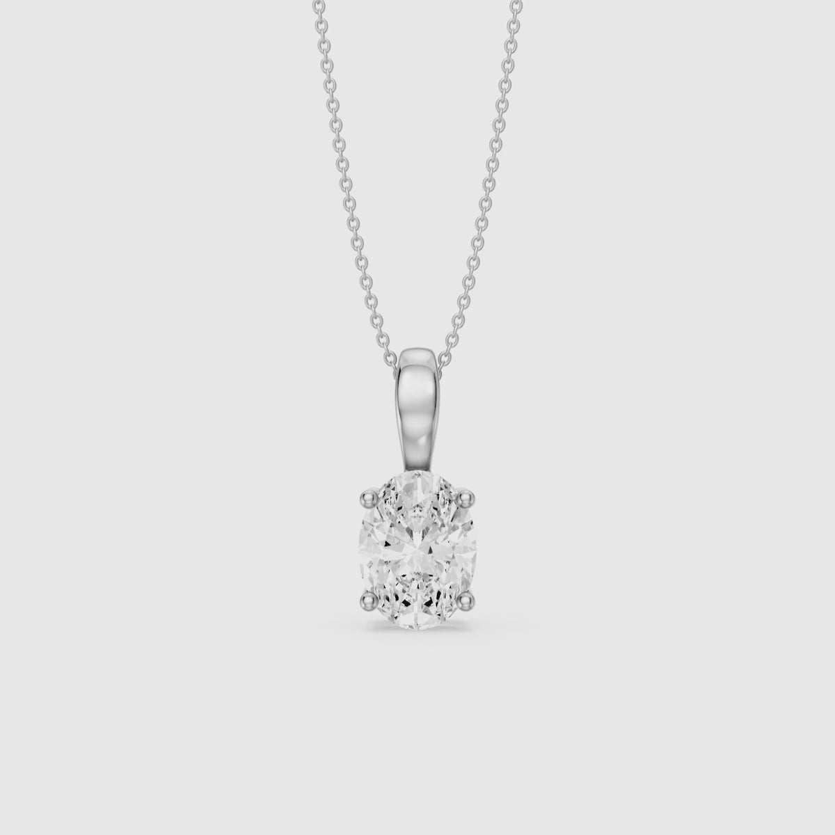 Load video: Rose Oval Cut Lab Grown Diamond Solitaire Pendant