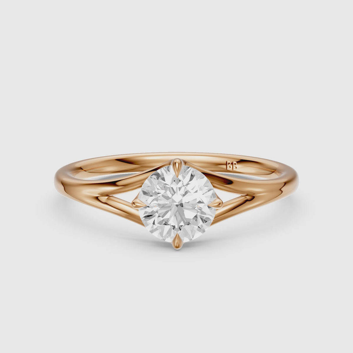 Load video: Carys Round Solitaire Split Shank Moissanite Diamond Engagement Ring