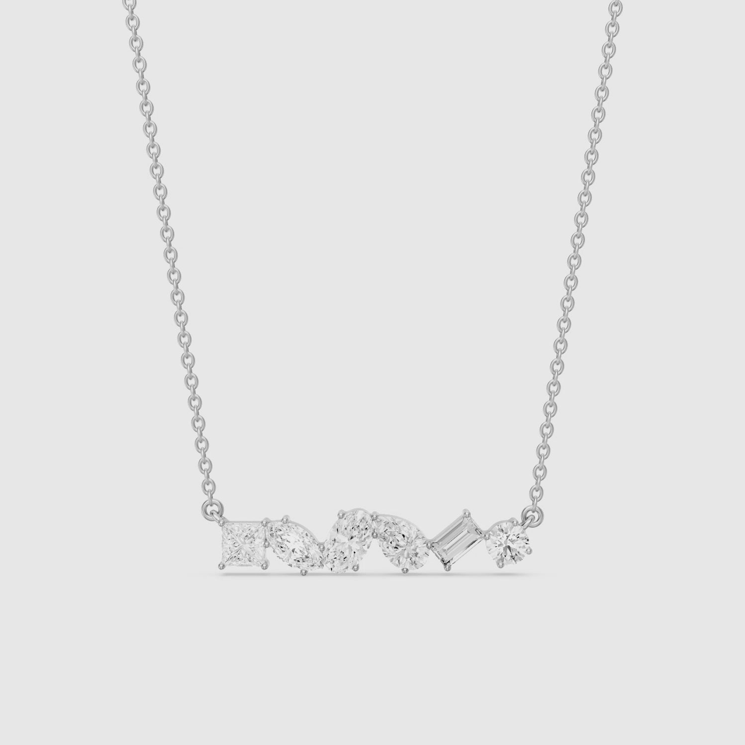 Load video: Marta Multi Shape Lab Grown Diamond Bar Necklace