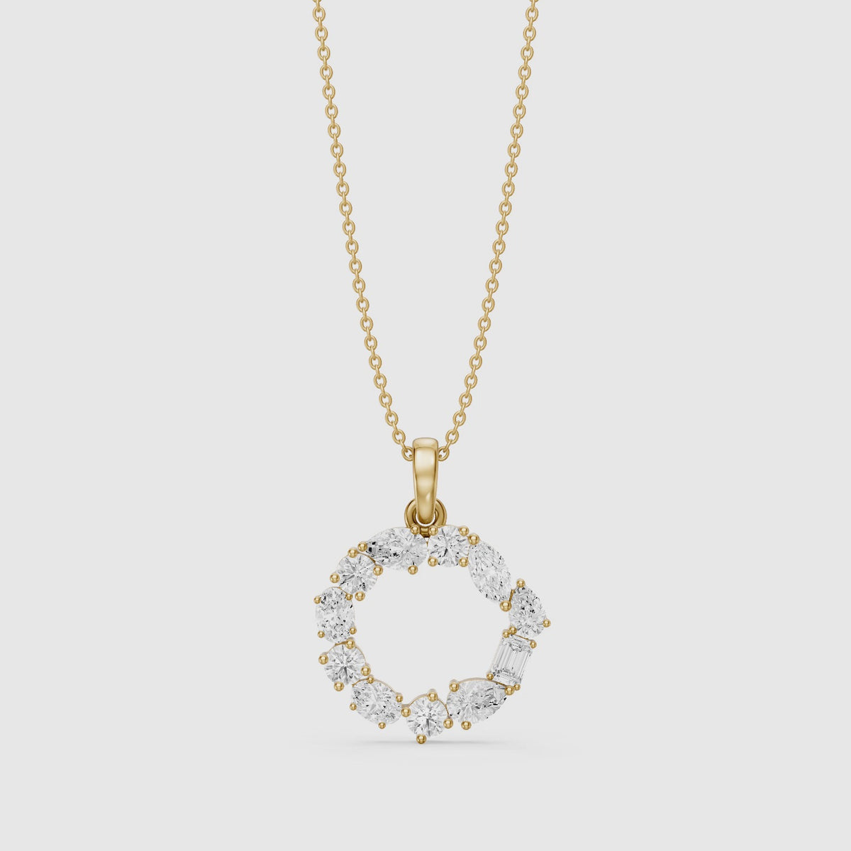Load video: Elia Multi Shape Lab Grown Diamond Initial O Pendant