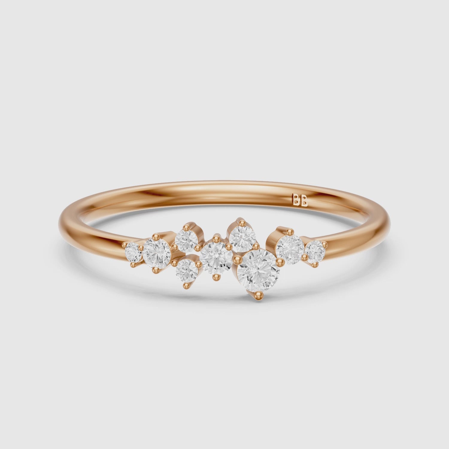 Load video: Rihanna Round Shape Cluster Lab Grown Diamond Wedding Band