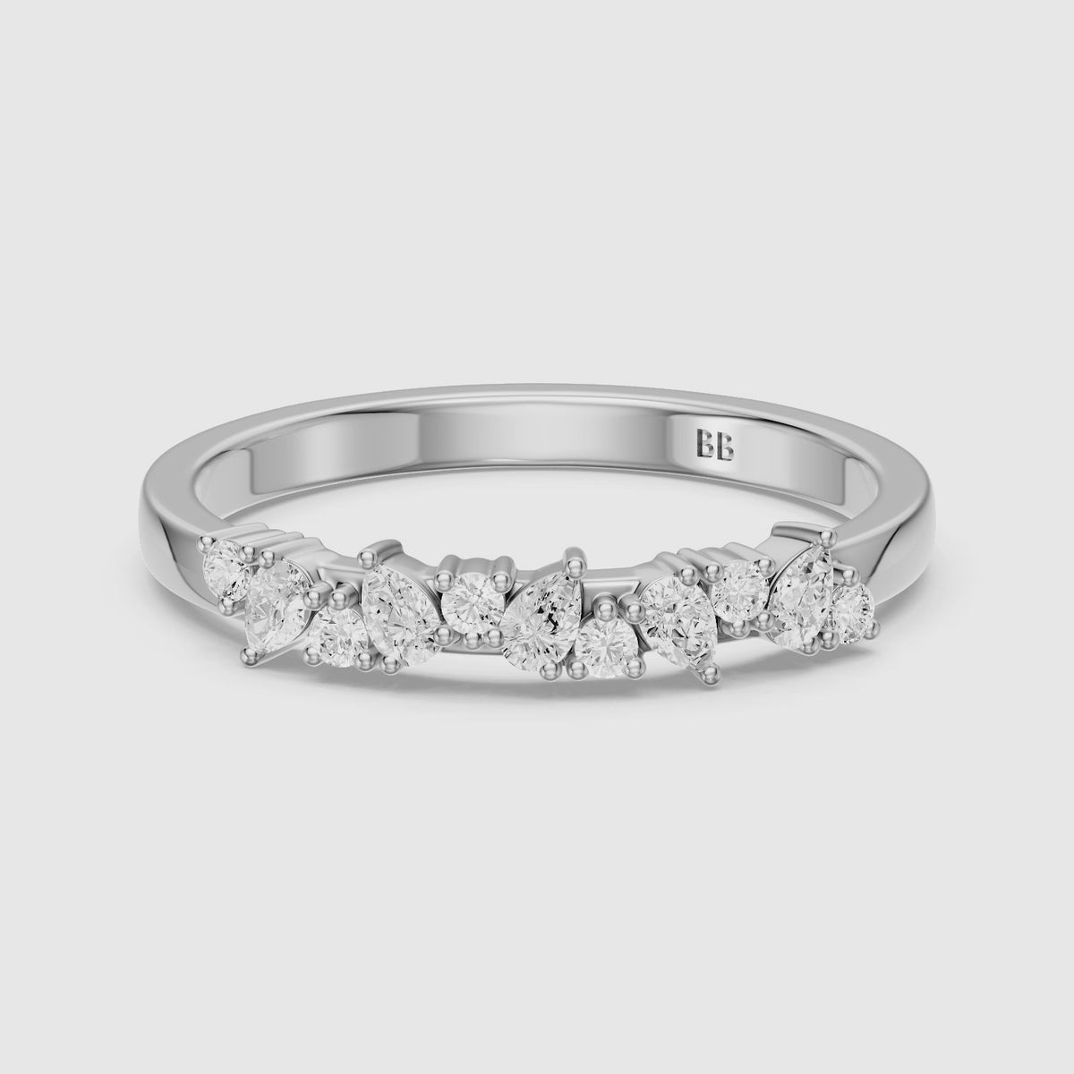 Load video: Kaia Pear and Round Shape Lab Grown Diamond Wedding Band