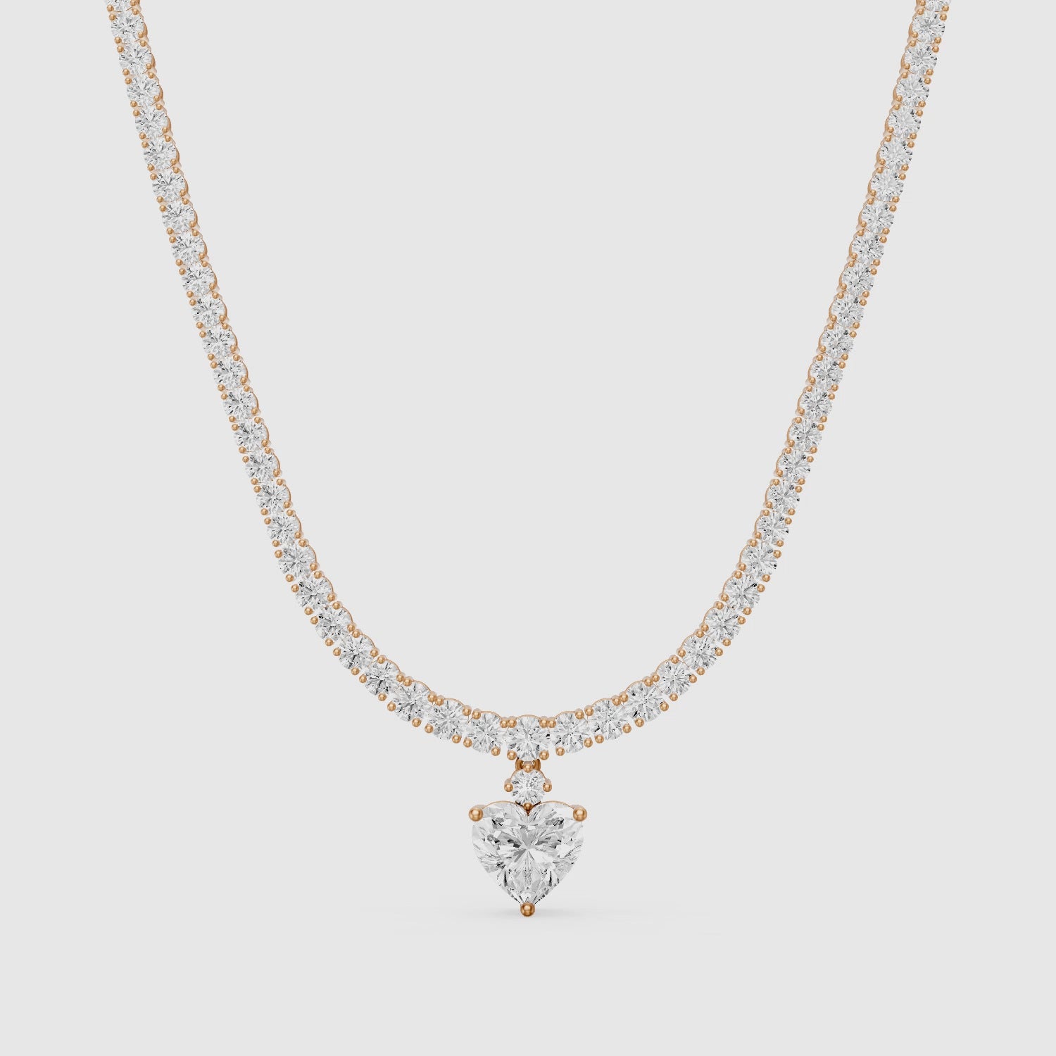 Load video: Natalia Heart Cut Lab Grown Diamond Drop Tennis Necklace