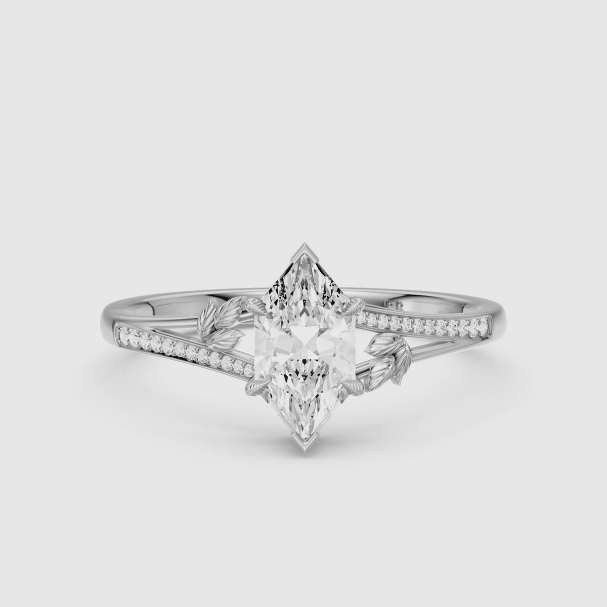 Load video: Calla Nature Inspired Dutch Marquise Cut Lab Grown Diamond Split Shank Ring