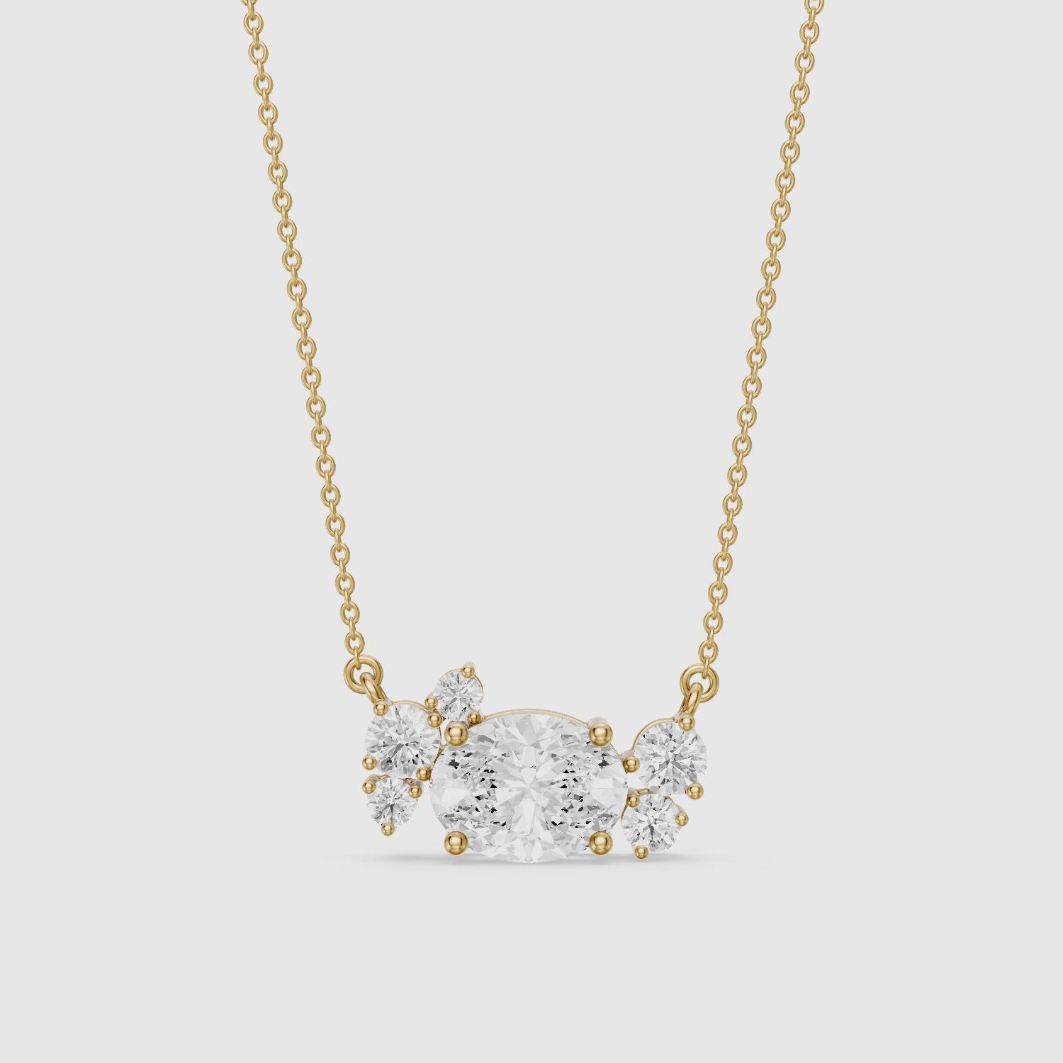 Load video: Anais Oval and Round Lab Grown Diamond Cluster Necklace