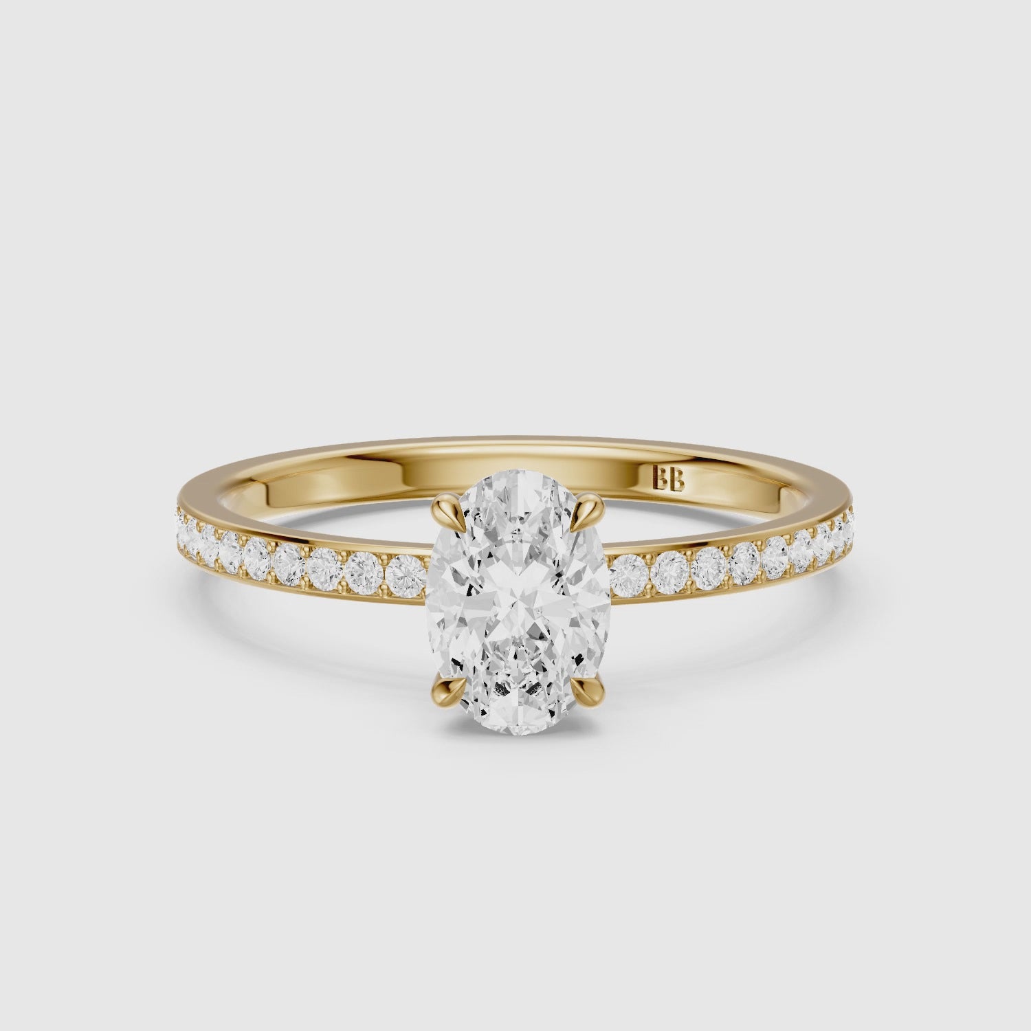 Load video: Maliya Oval Cut Hidden Halo Channel Set Moissanite Diamond Ring