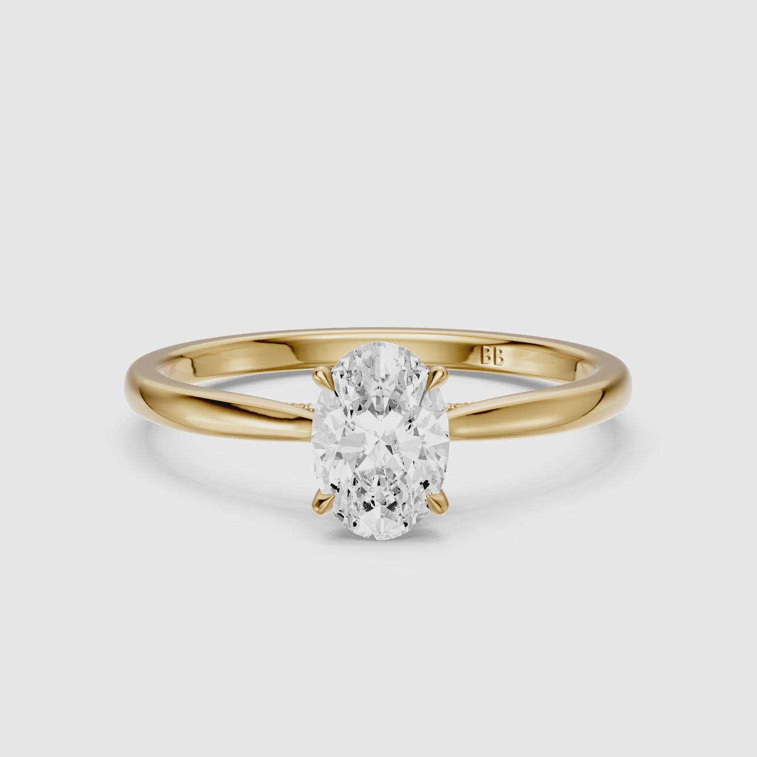 Load video: Lila Oval Lab Grown Diamond Cathedral Ring with Hidden Halo
