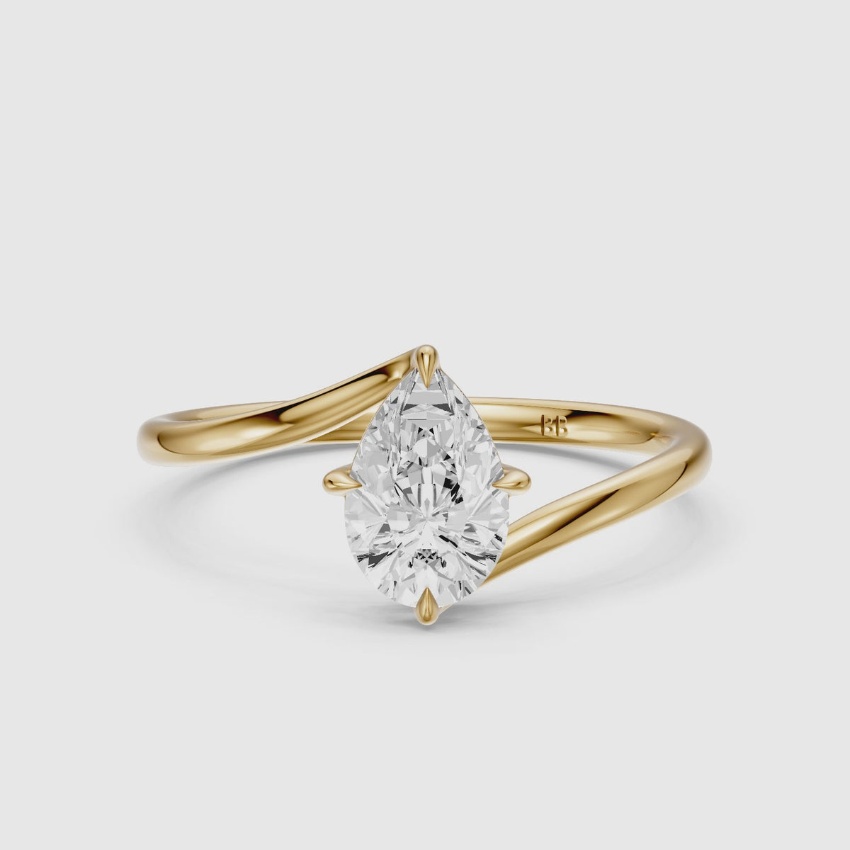 Load video: Kiva Pear Solitaire Bypass Lab Grown Diamond Engagement Ring