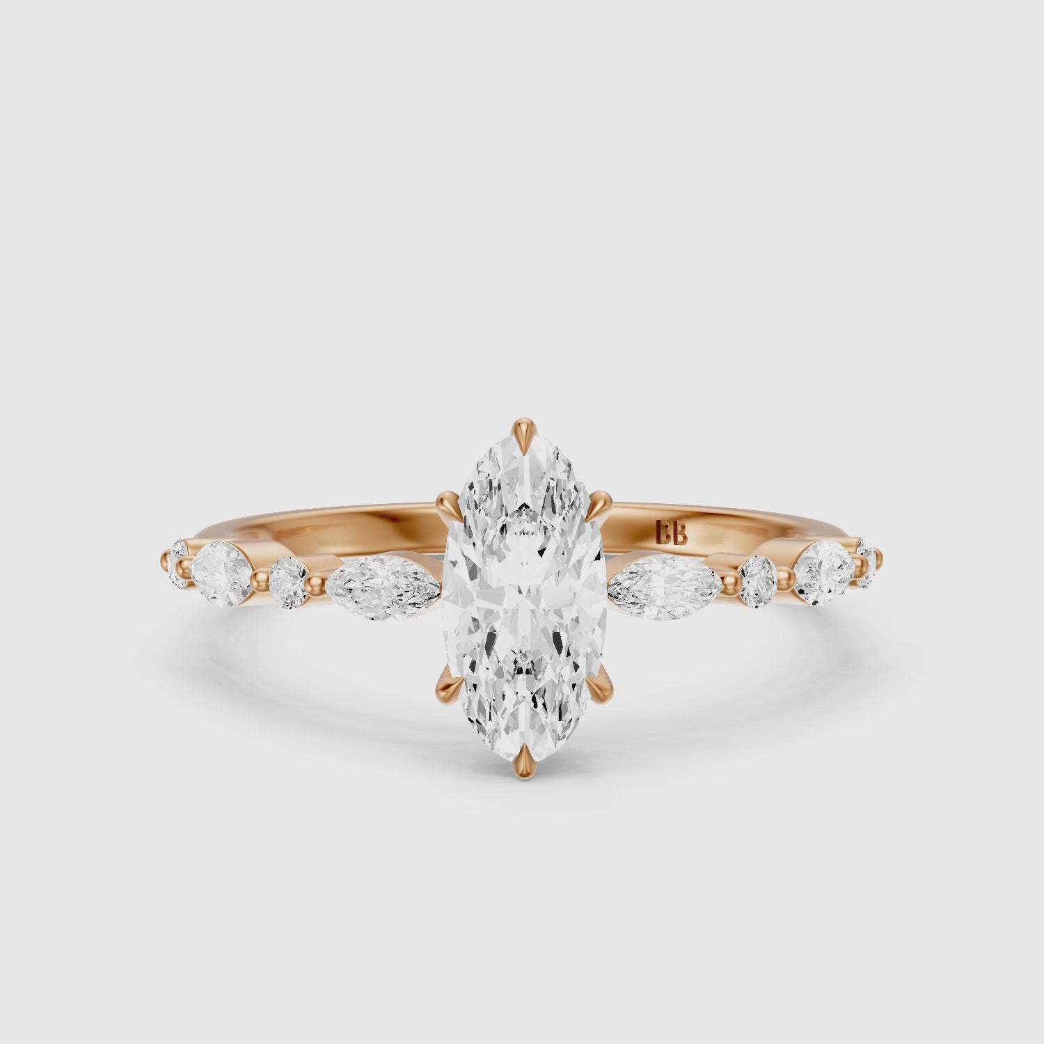 Load video: Alix Moval Cut Lab Grown Diamond Ring with Marquise &amp; Round Cluster Band