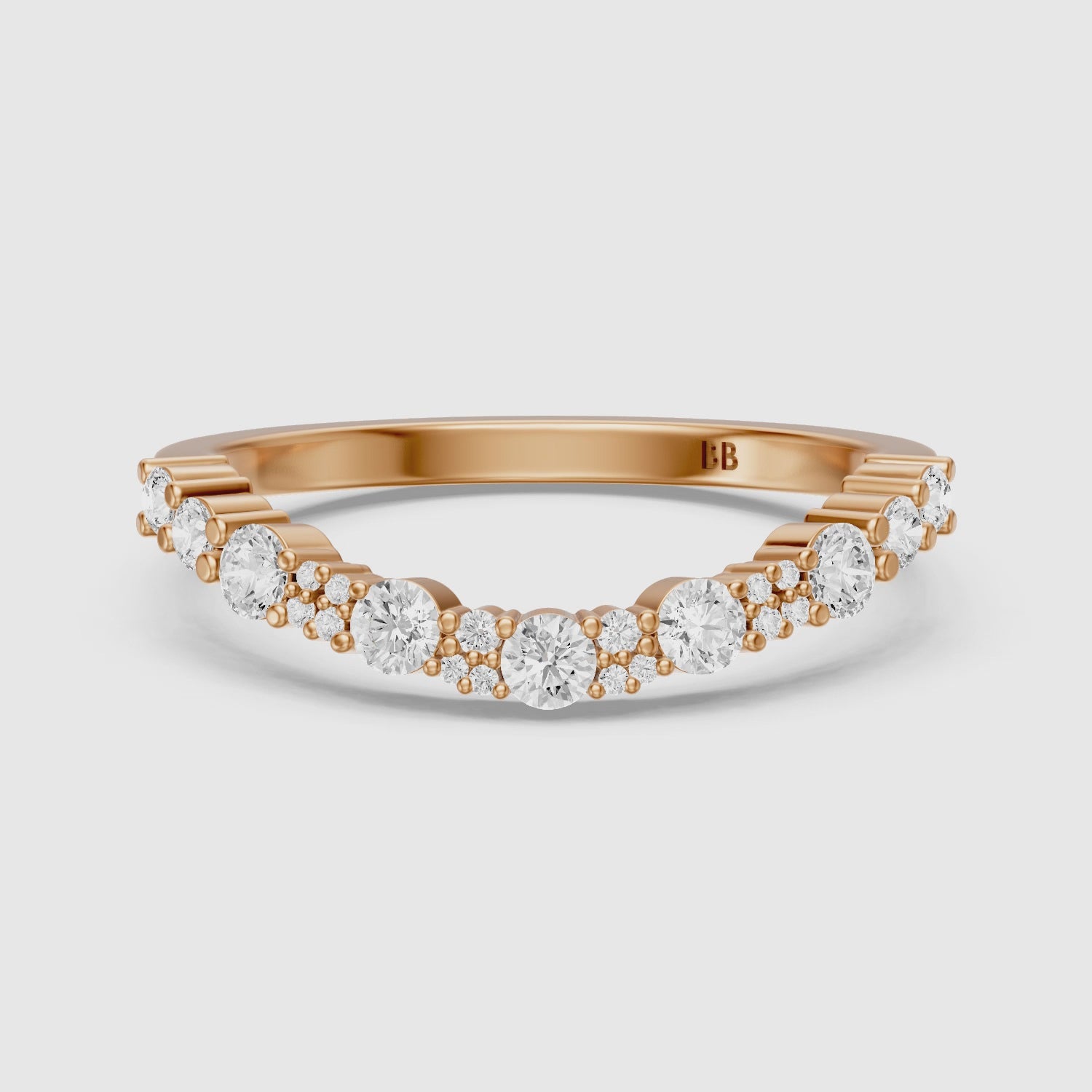Load video: Cleo Cluster Style Round Shape Lab Grown Diamond Curved Band