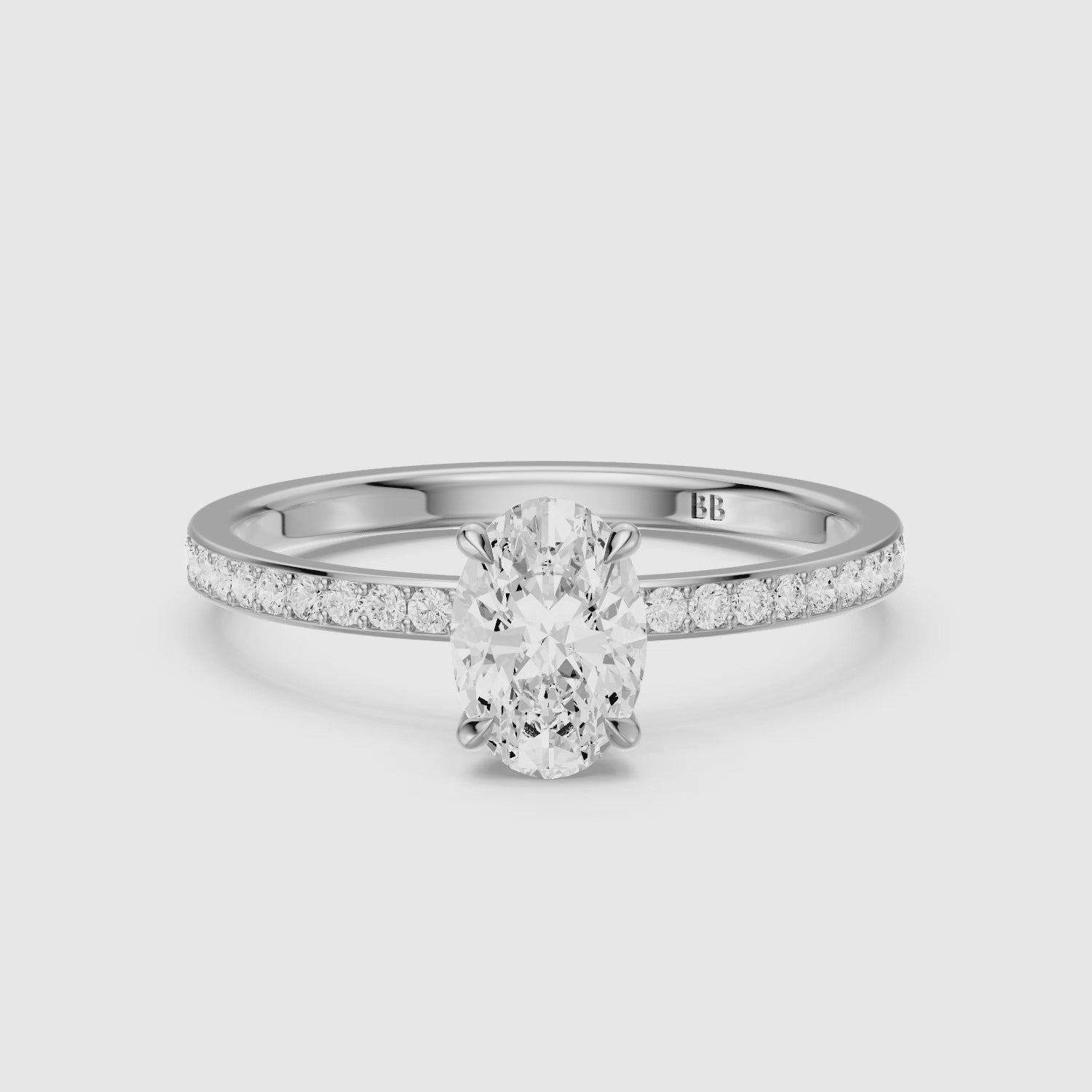 Load video: Maliya Oval Cut Hidden Halo Channel Set Moissanite Diamond Ring