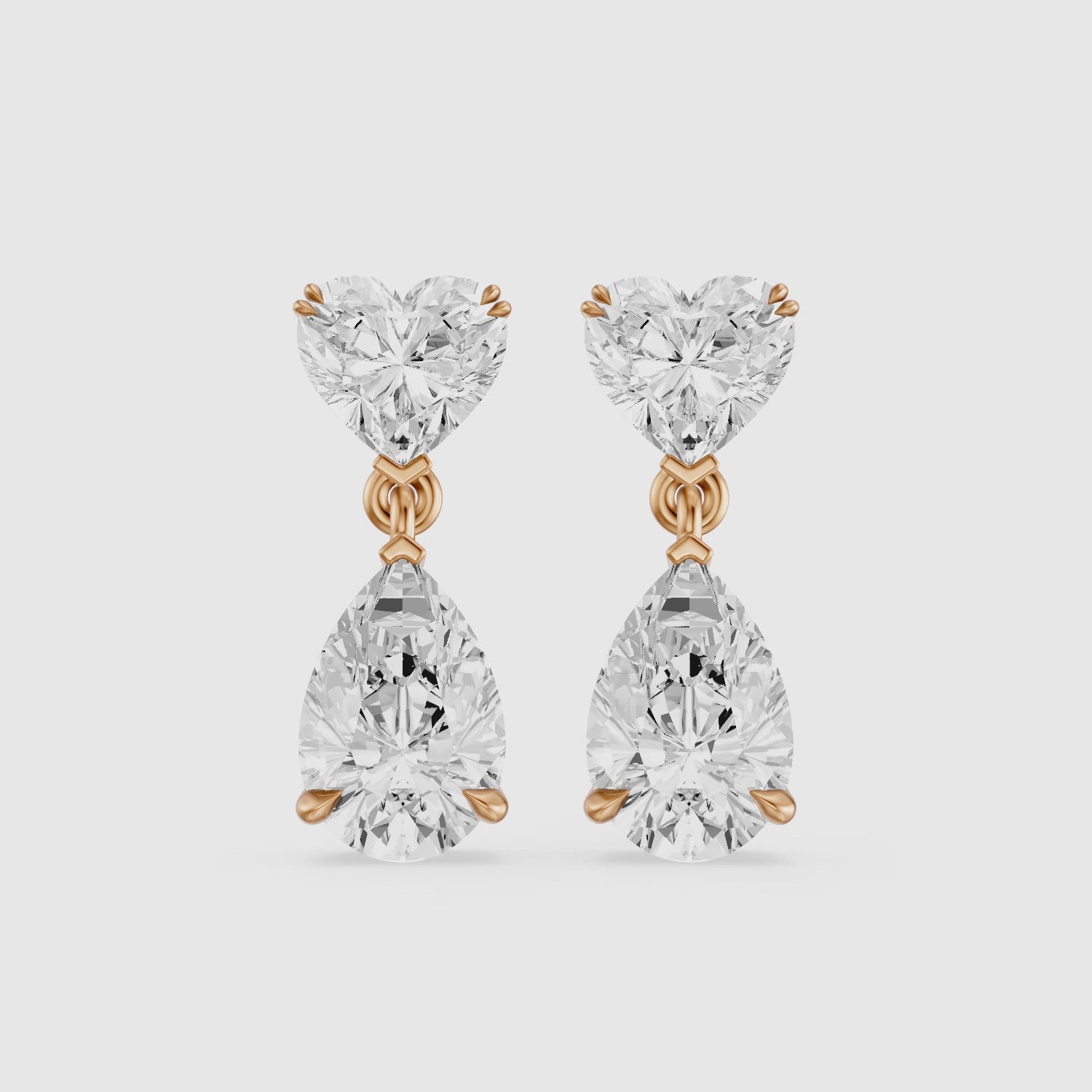 Load video: Nia Heart and Pear Shape Lab Grown Diamond Drop Earrings