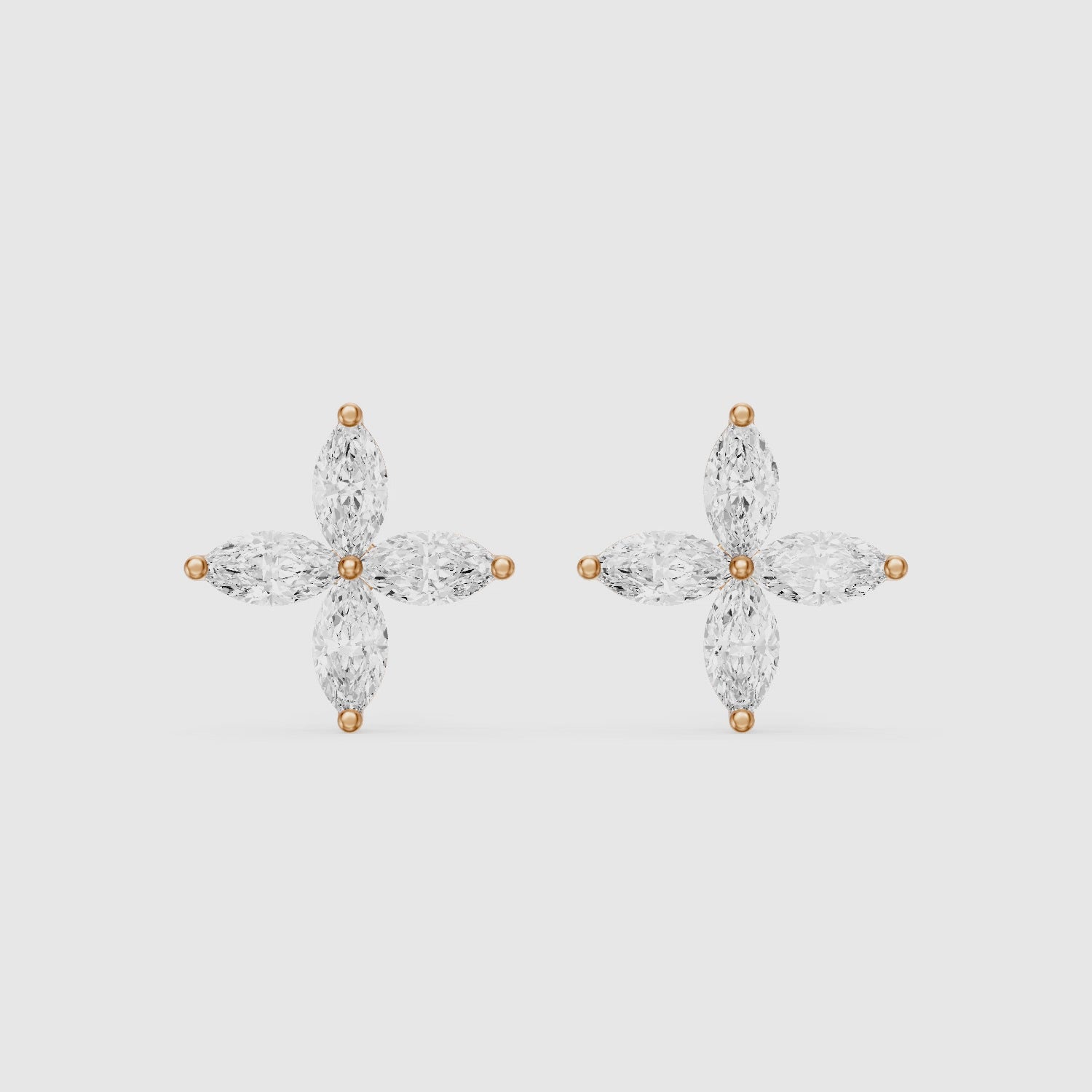 Load video: Leire Marquise Cut Lab Grown Diamond Floral Stud Earrings