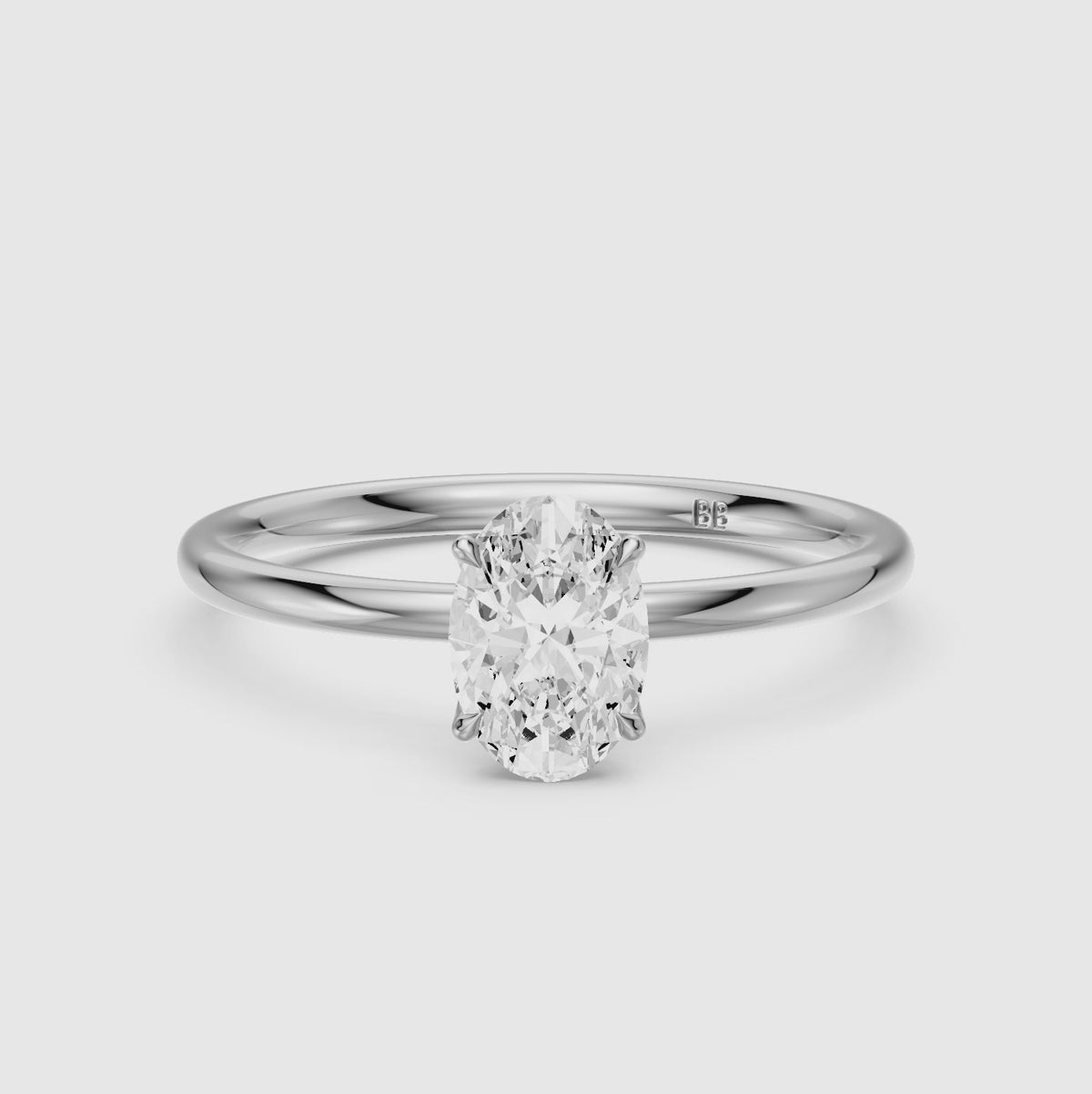 Load video: Elnora Tulip Setting Oval Lab Grown Diamond Engagement Ring with Hidden Halo