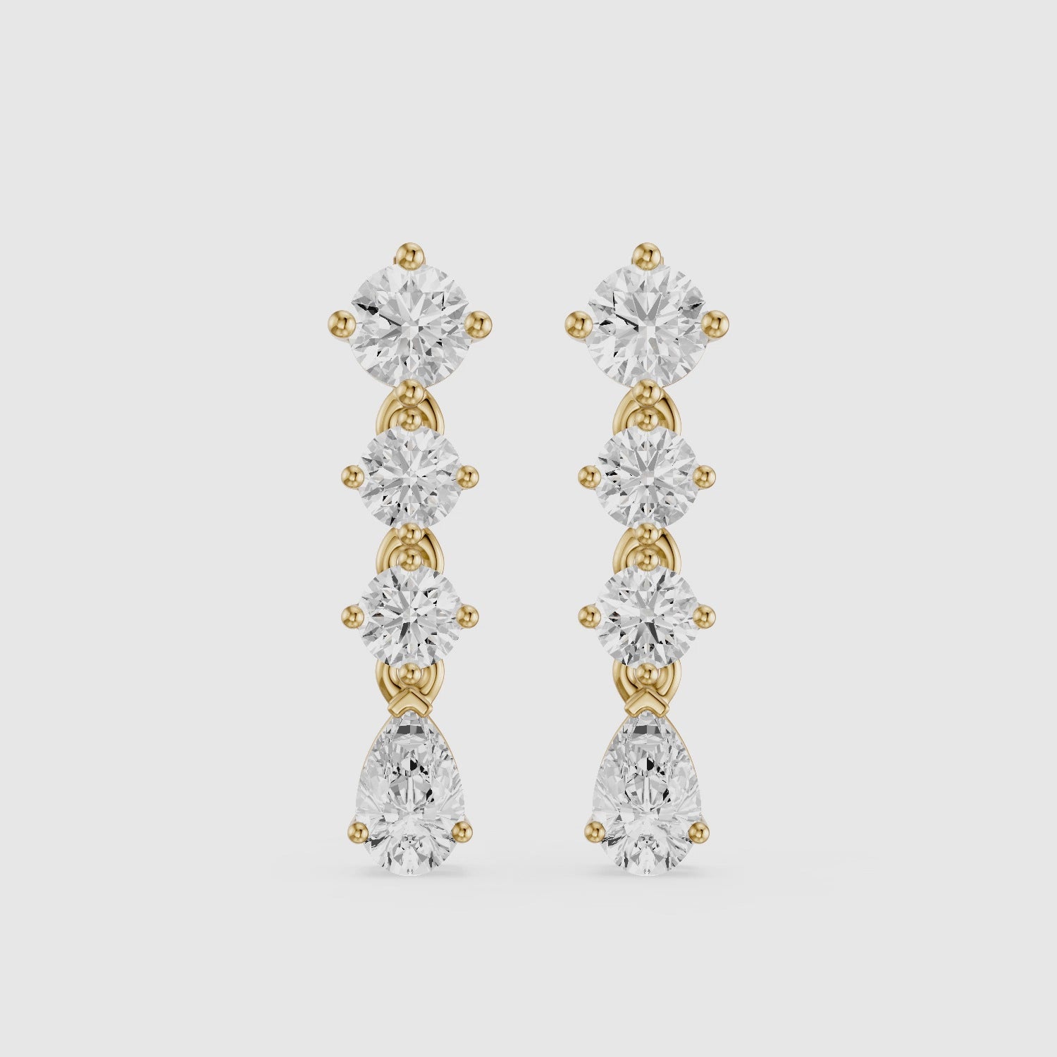 Load video: Willow Round and Pear Lab Grown Diamond Linear Drop Earrings