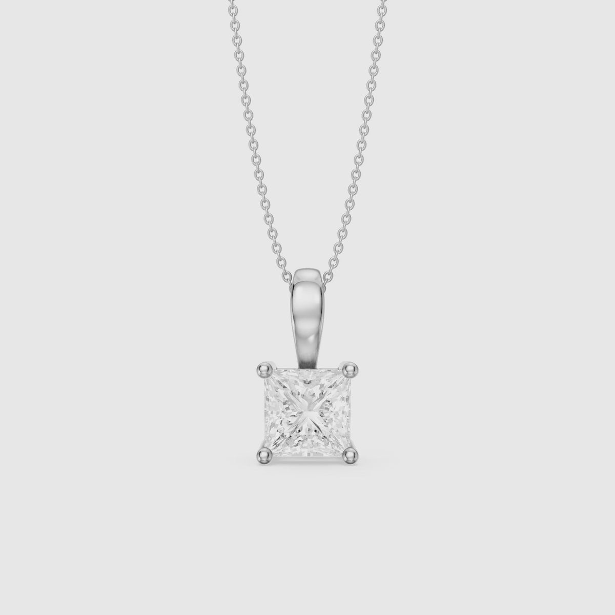 Load video: Nicole Princess Cut Solitaire Lab Grown Diamond Pendant