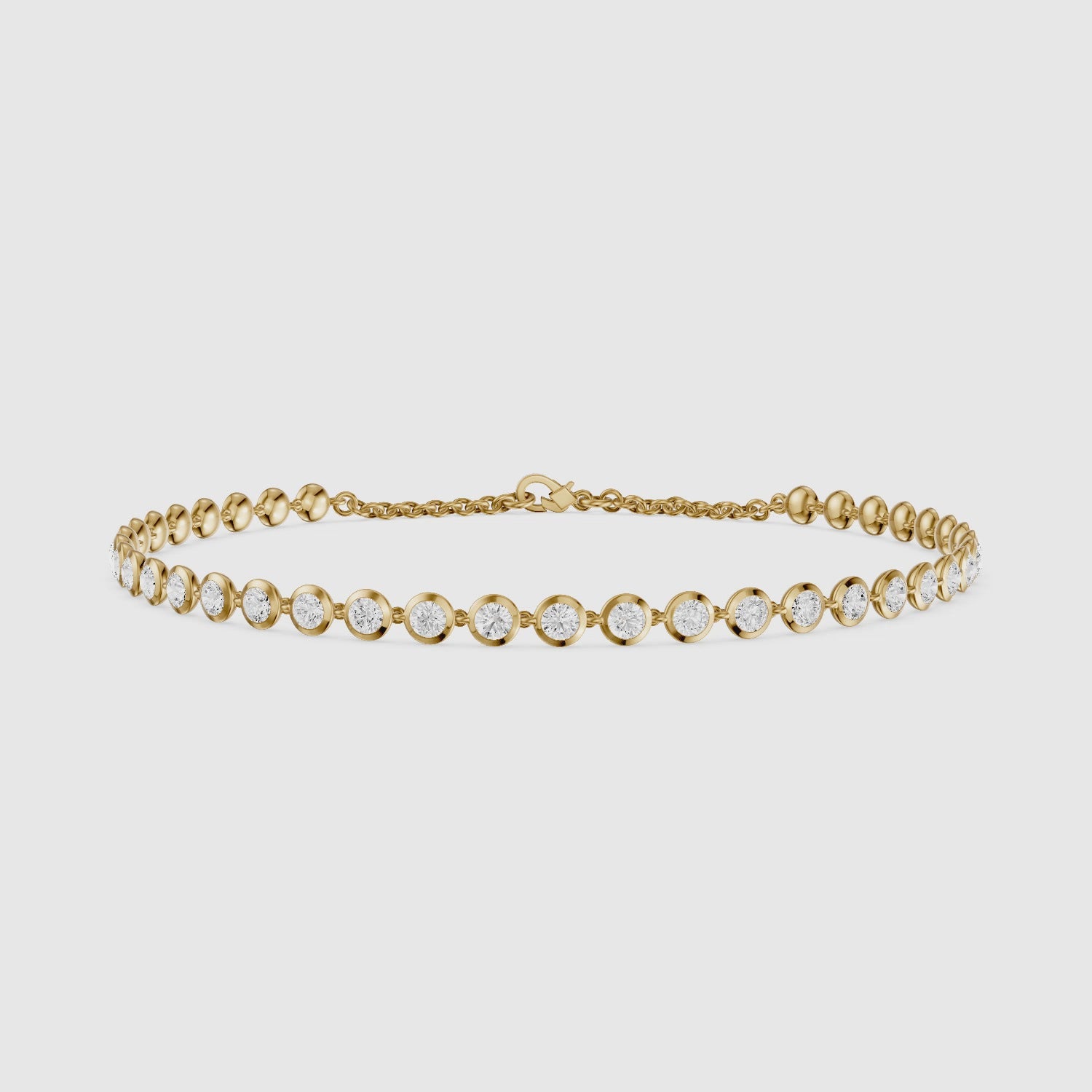 Load video: Cecily 3/4 Coverage Round Lab Grown Diamond Bezel Set Tennis Bracelet