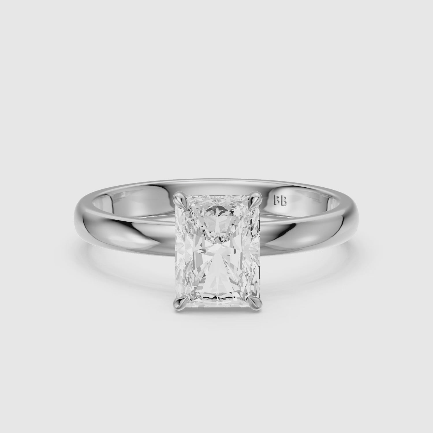 Load video: Farrah 4 Prong Radiant Cut Hidden Halo Lab Grown Diamond Ring