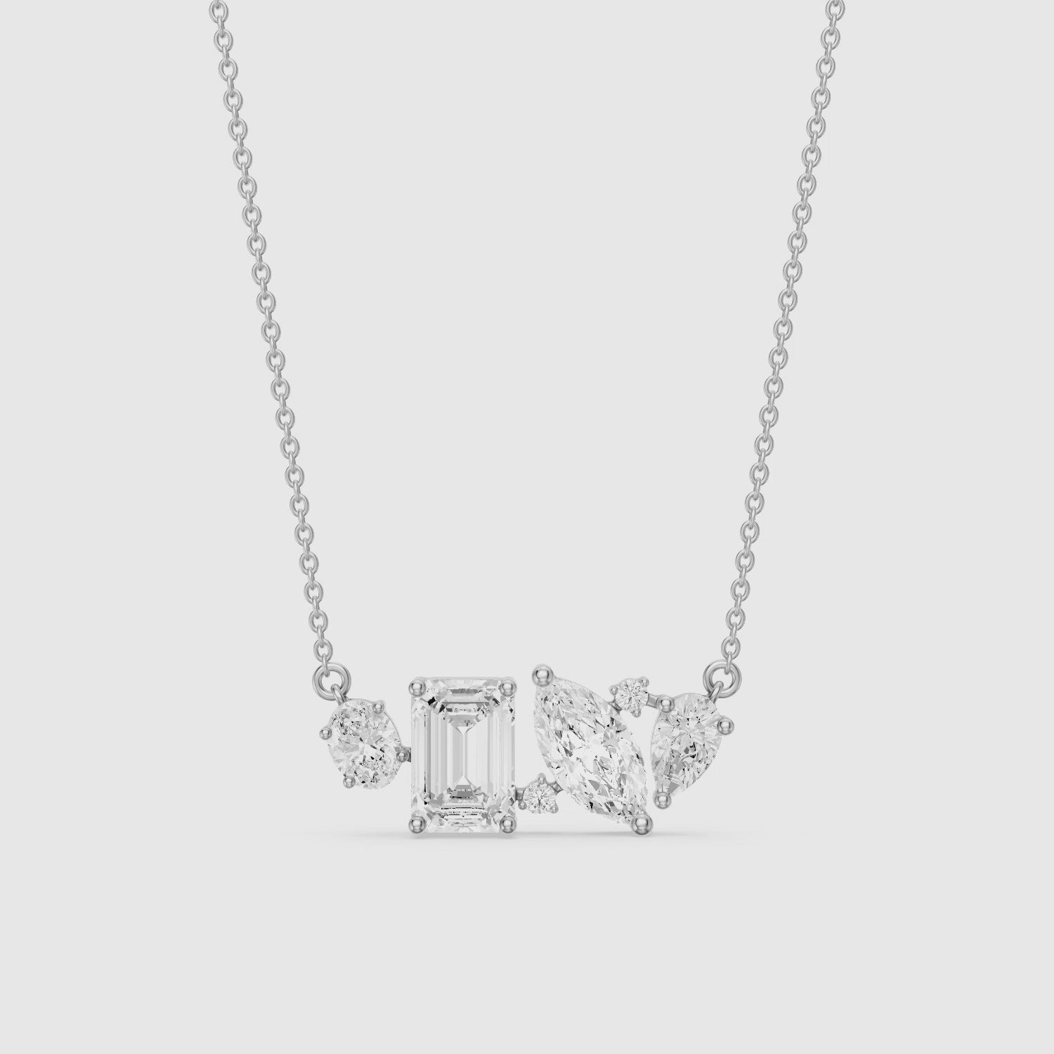 Load video: Lara Multi Shape Lab Grown Diamond Cluster Necklace
