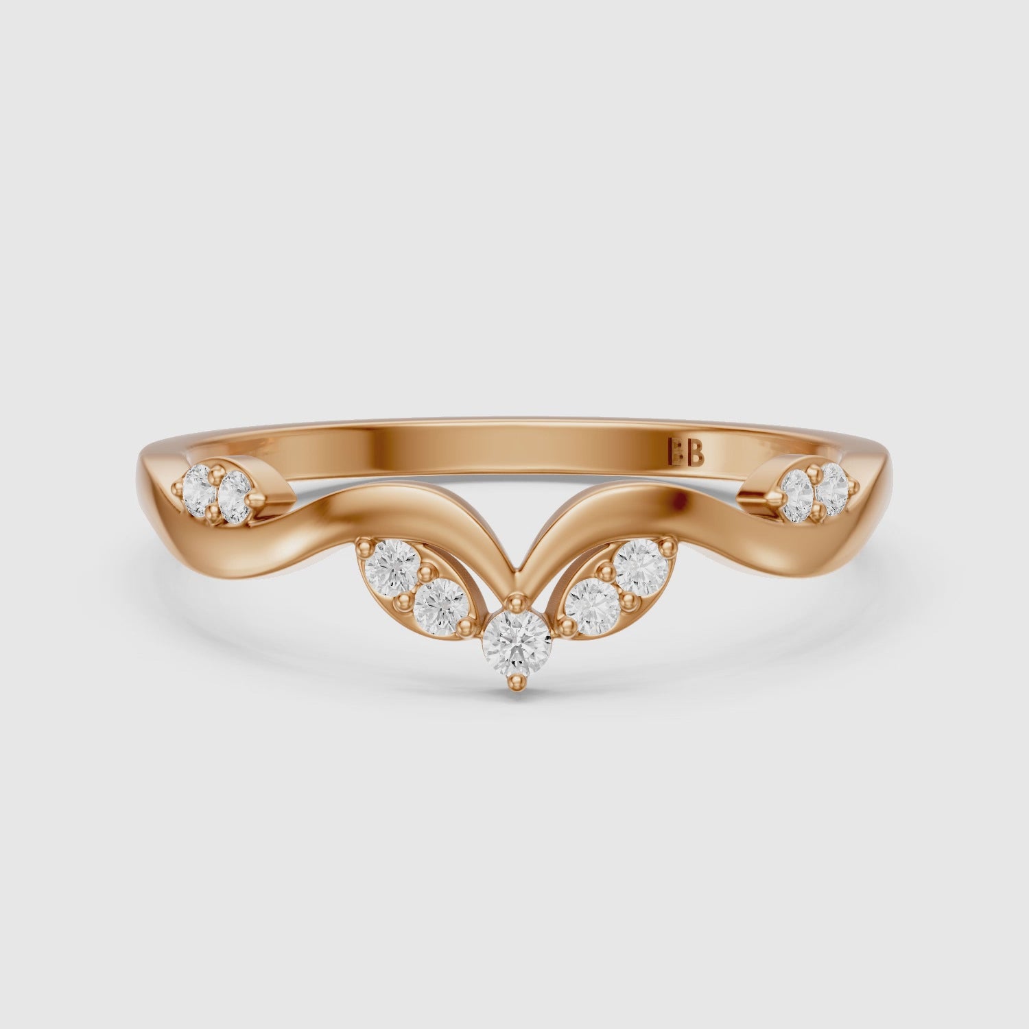 Load video: Natalie Chevron Lab Grown Diamond Wedding Band