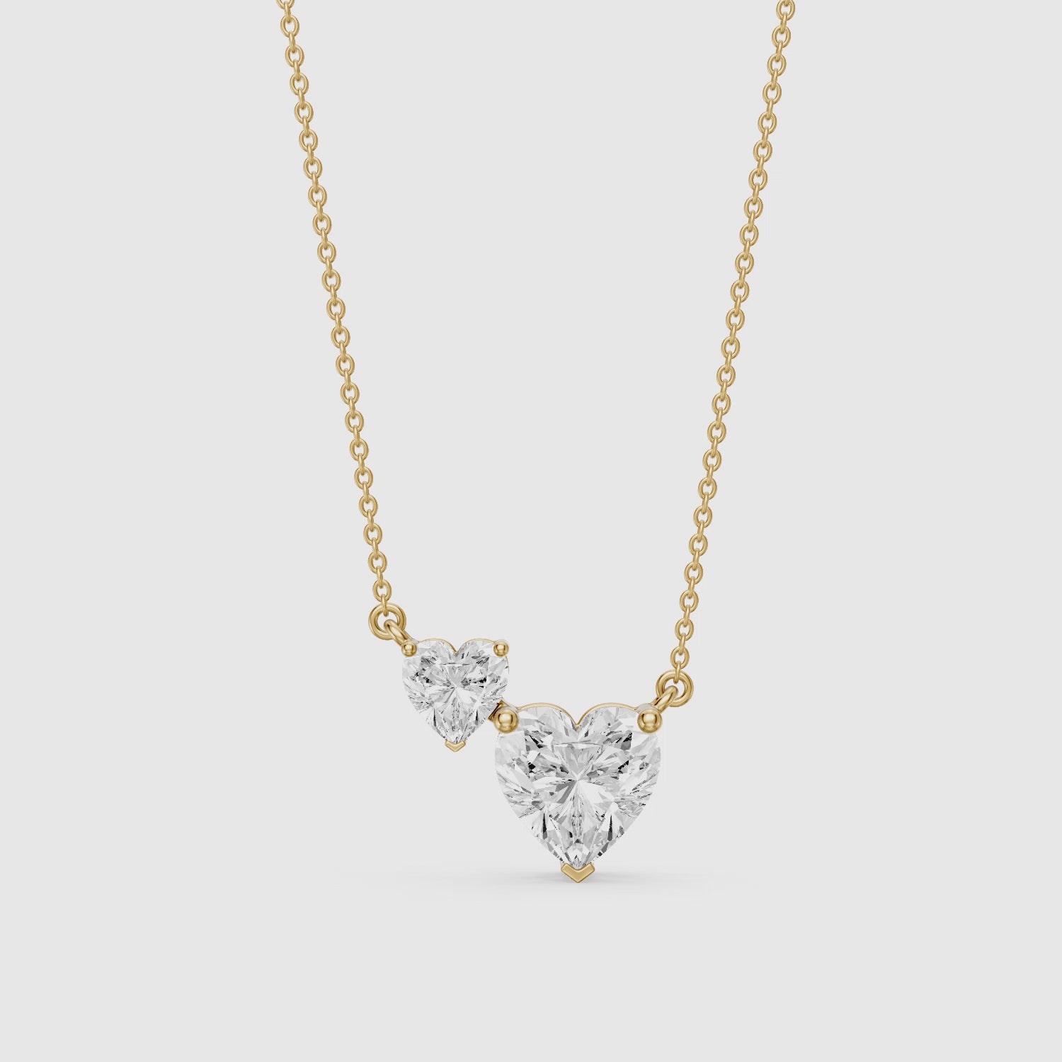 Load video: Brigitte Heart Shape Lab Grown Diamond Duo Necklace