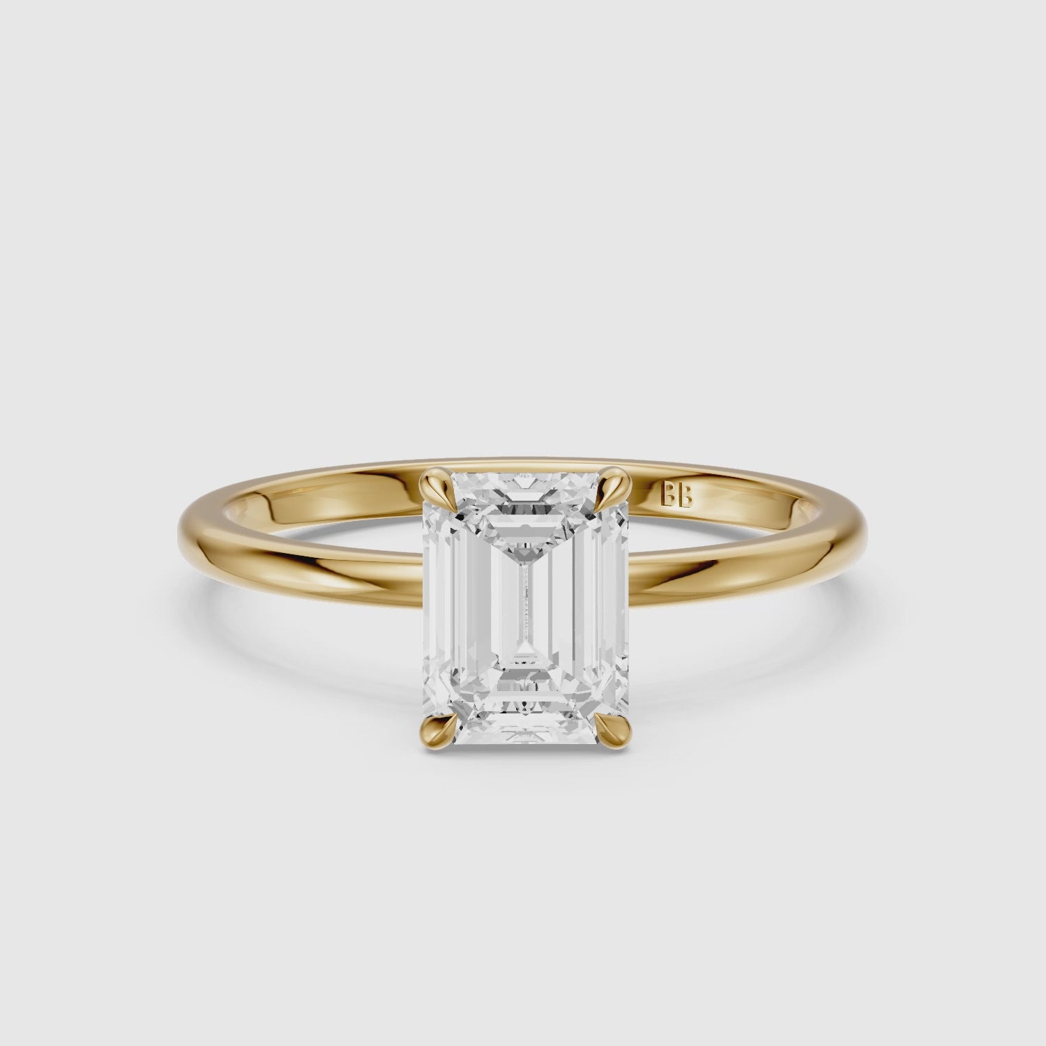 Load video: Sofia 4 Prong Emerald Cut Hidden Halo Lab Grown Diamond Ring
