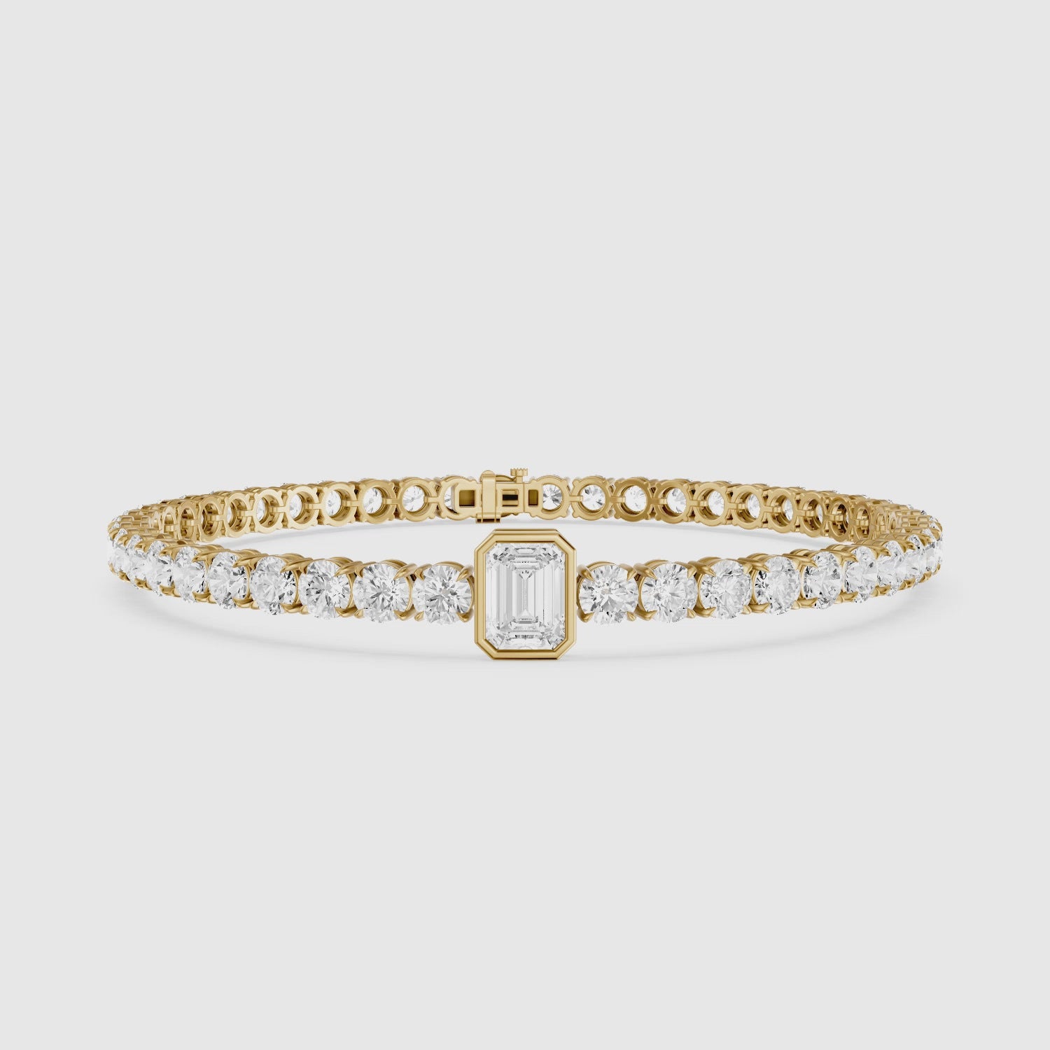 Load video: Greta Emerald Cut Lab Grown Diamond Single Station Tennis Bracelet