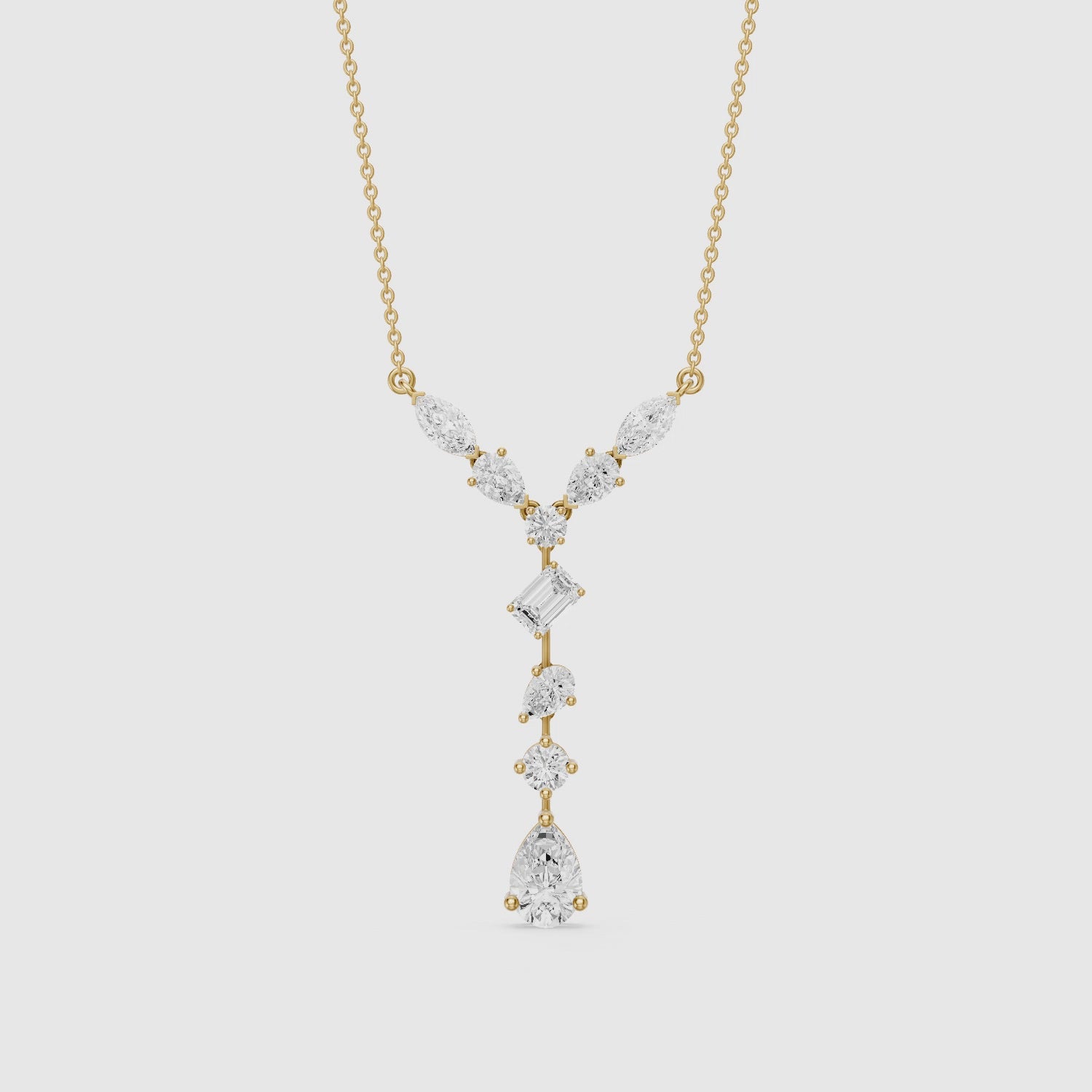 Load video: Elvie Multi Shape Lab Grown Diamond Drop Necklace