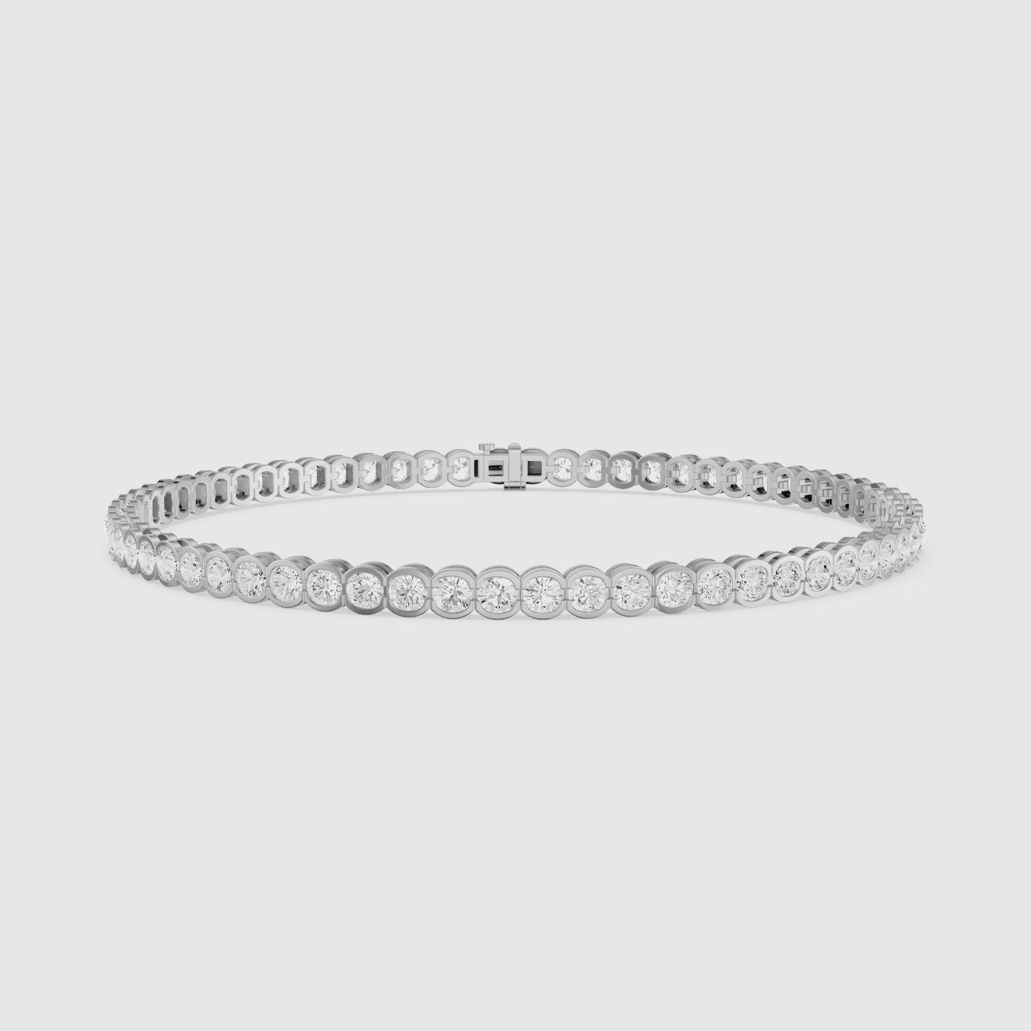 Load video: Lucia Round Bezel Set Lab Grown Diamond Tennis Bracelet