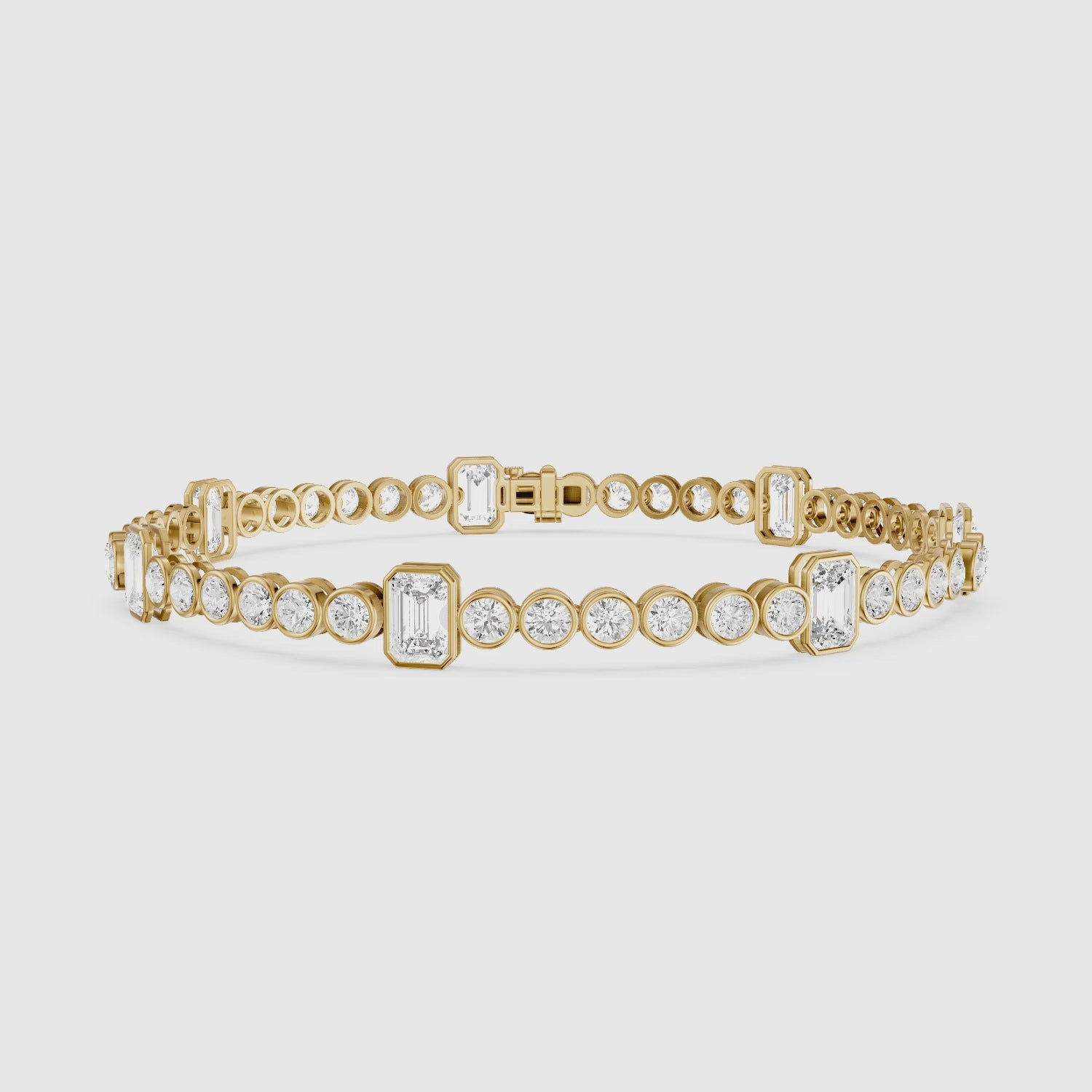 Load video: Daisy Emerald Cut and Round Lab Grown Diamond Station Tennis Bracelet