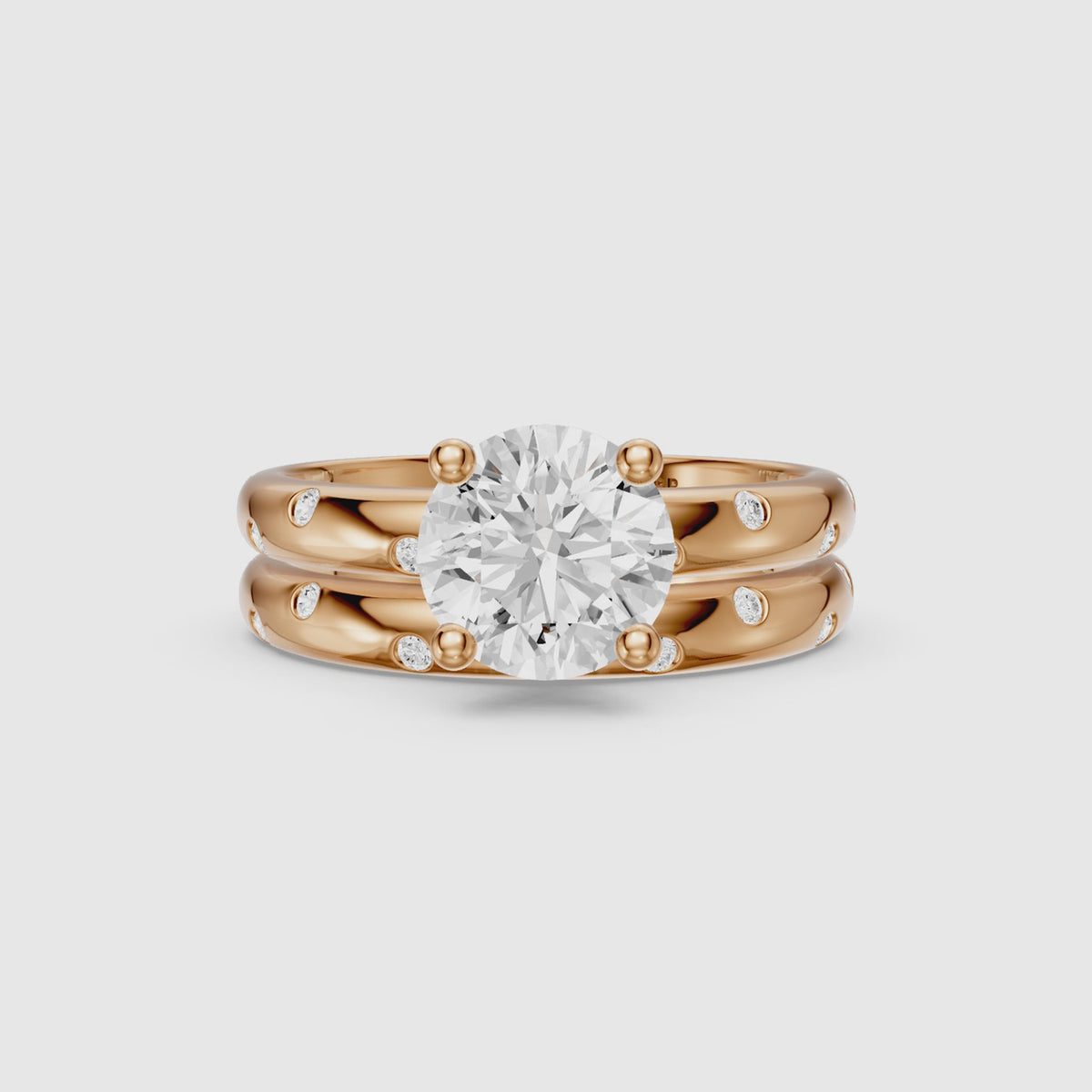 Load video: Macy Round Lab Grown Diamond Scattered Star Bridal Set