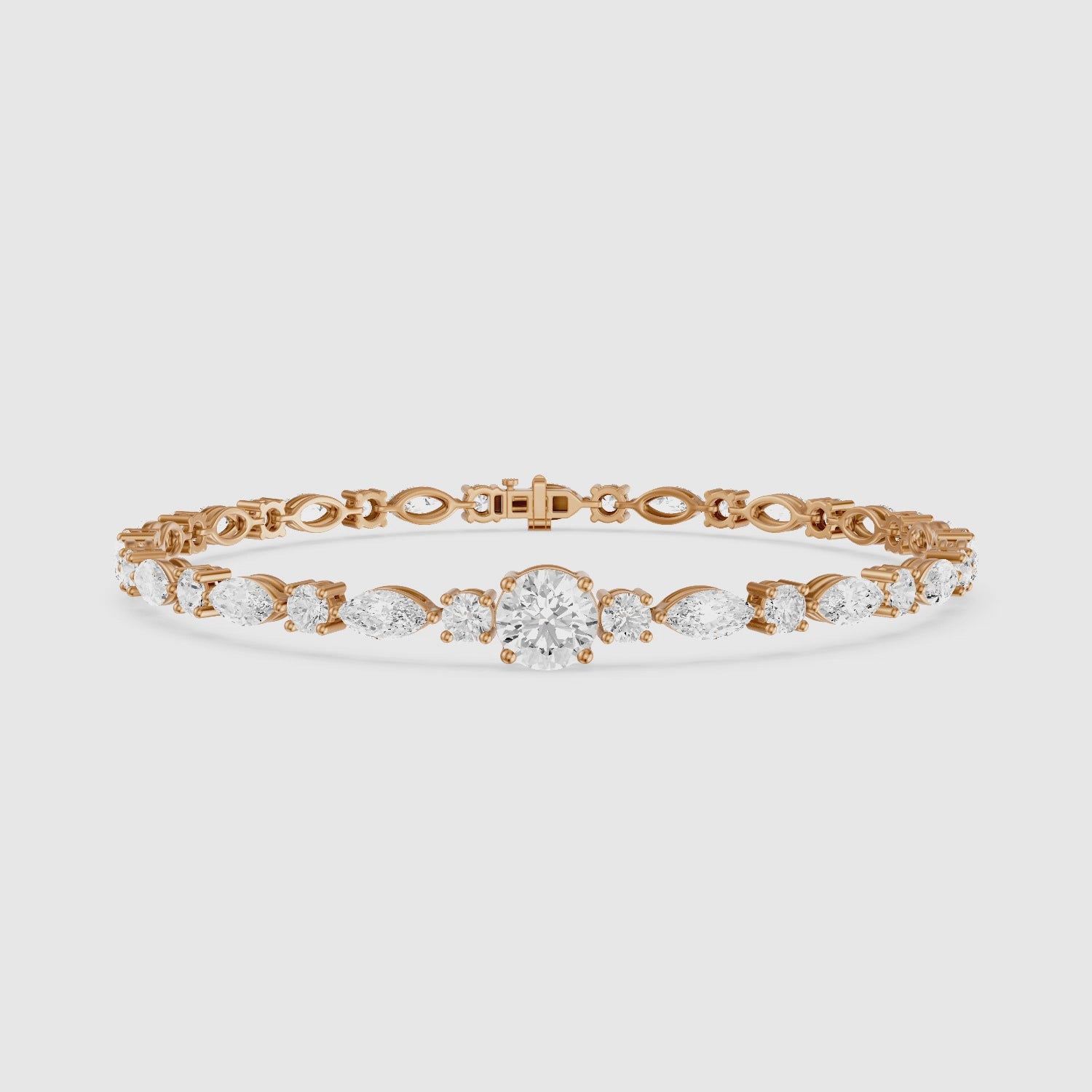 Load video: Kylee Round and Marquise Lab Grown Diamond Tennis Bracelet