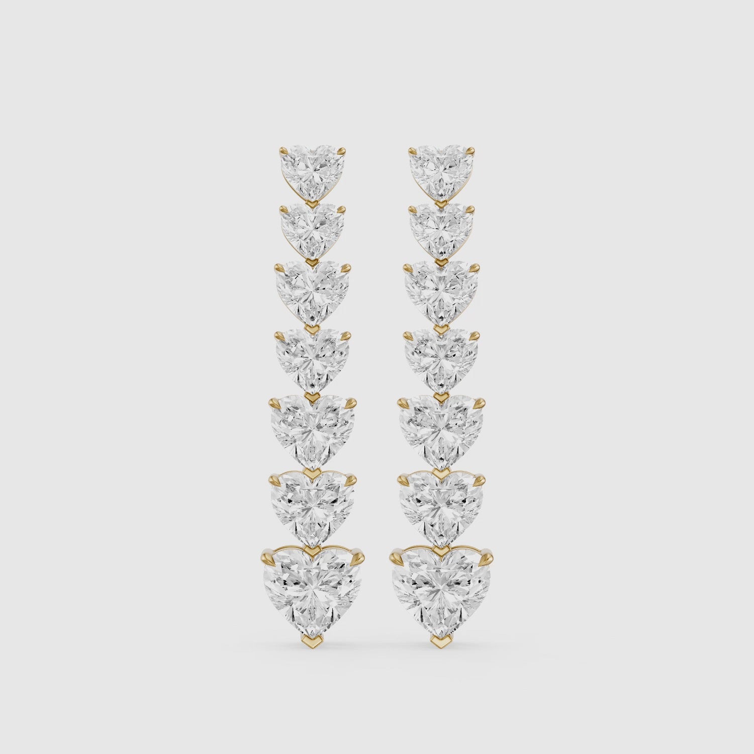 Load video: Scout Graduated Heart Lab Grown Diamond Linear Drop Earrings