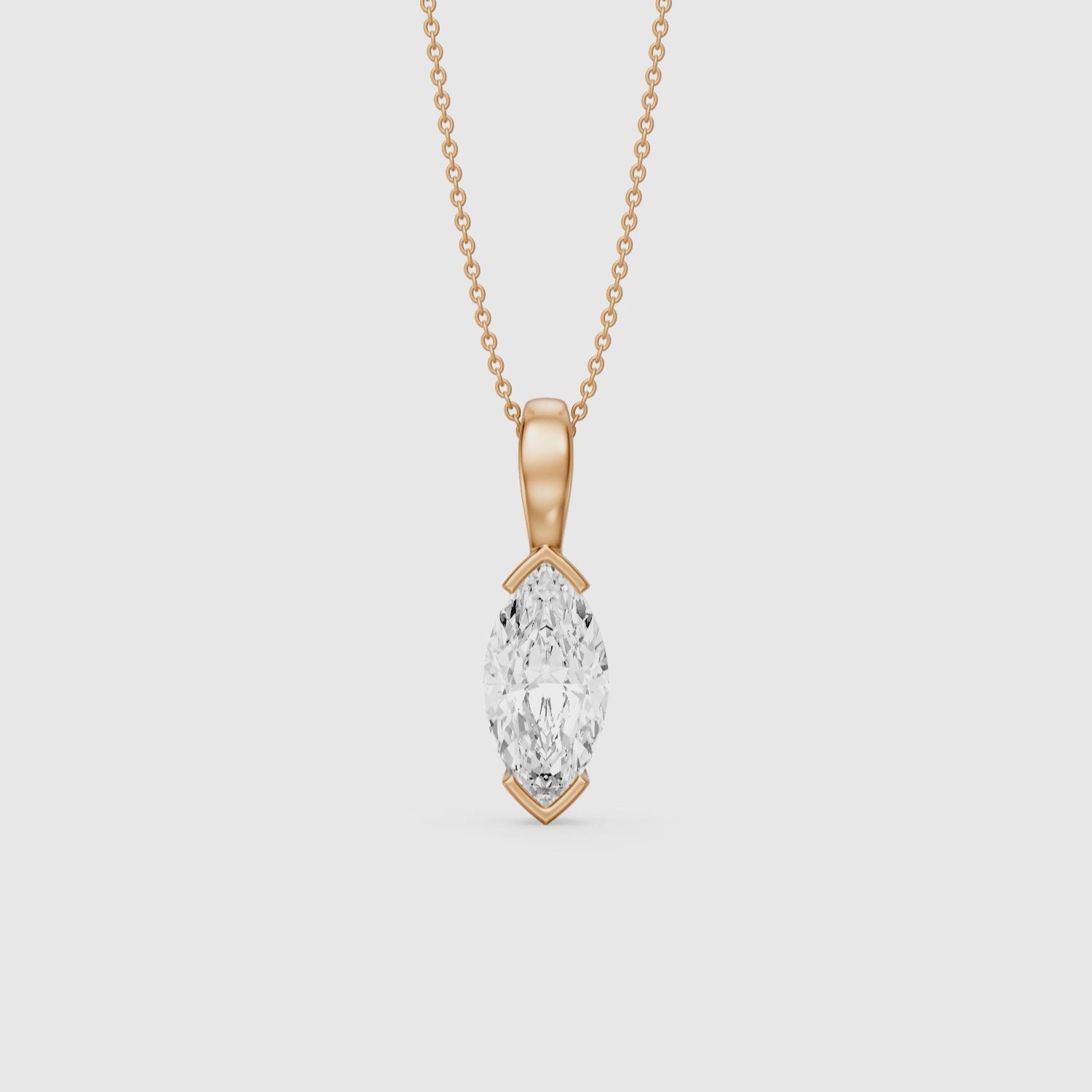 Load video: Ariyah Marquise Half Bezel Lab Grown Diamond Solitaire Pendant