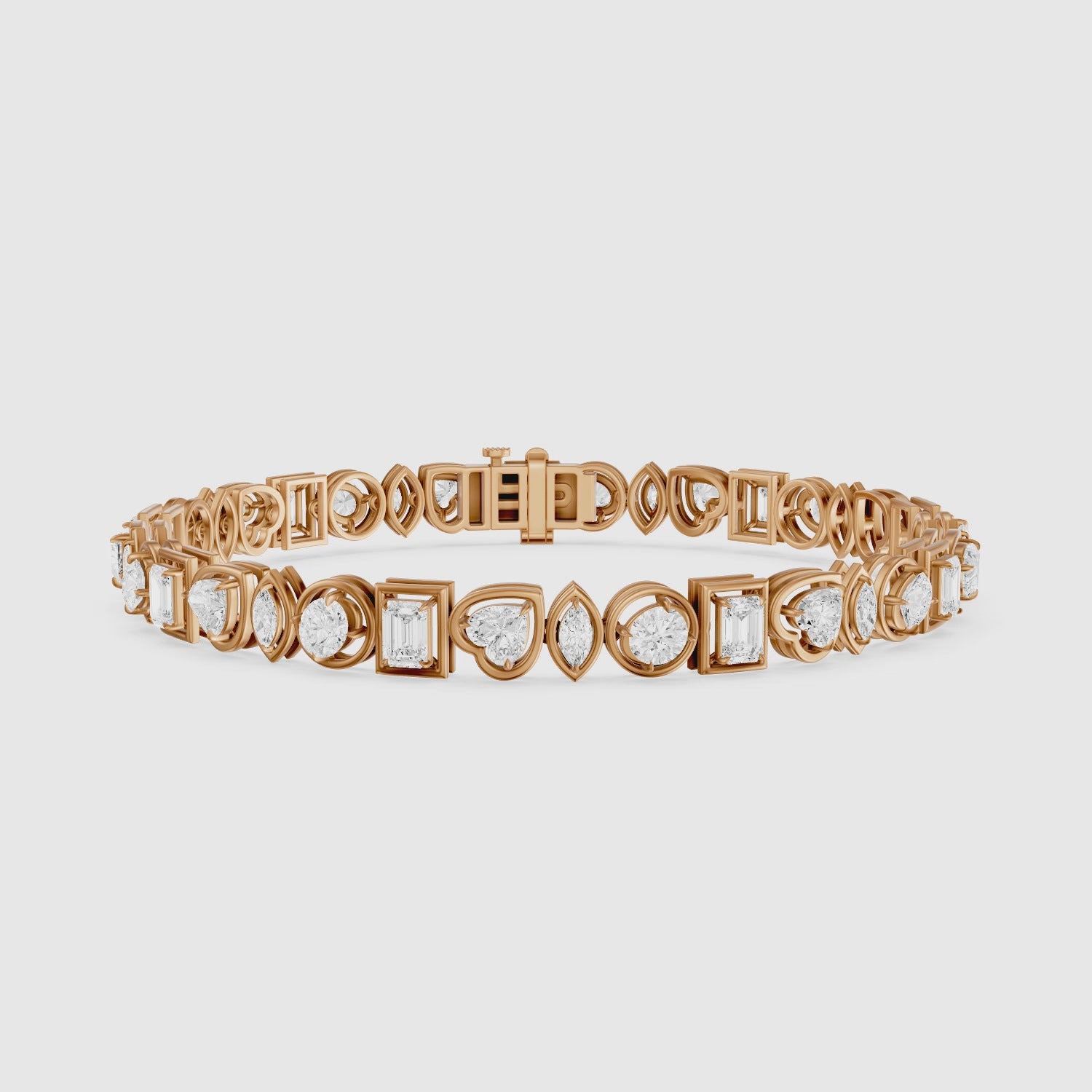 Load video: Deasia Oval, Emerald Cut, Heart and Marquise Lab Grown Diamond Tennis Bracelet