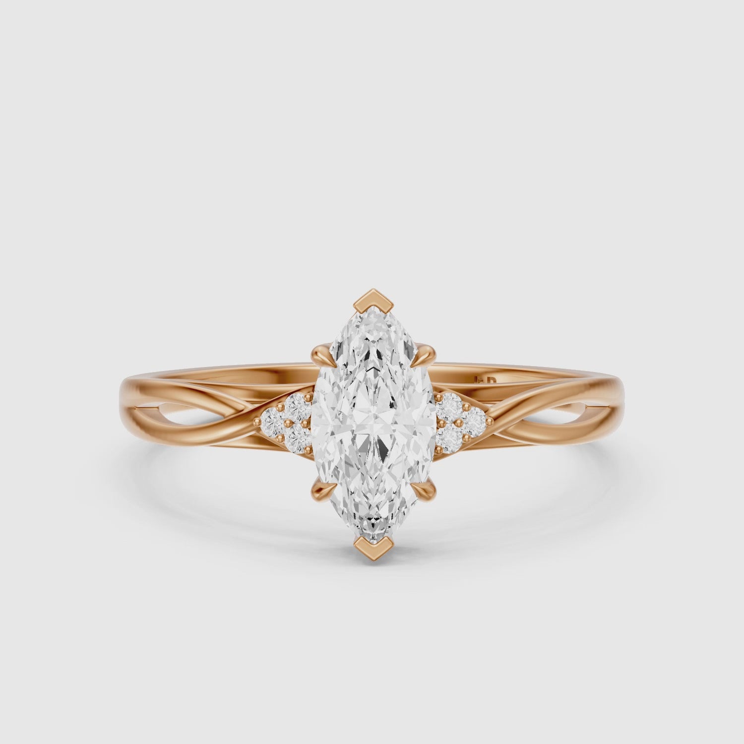 Load video: Lia Marquise Cut Twisted Band Moissanite Diamond Ring