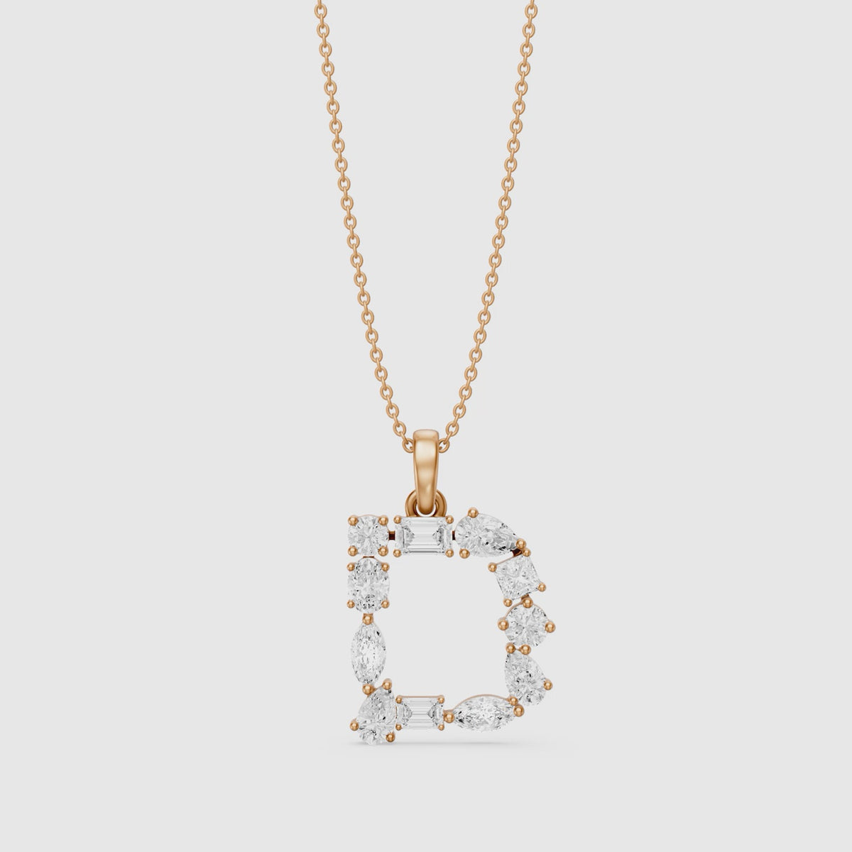 Load video: Kerensa Multi Shape Lab Grown Diamond Initial D Pendant